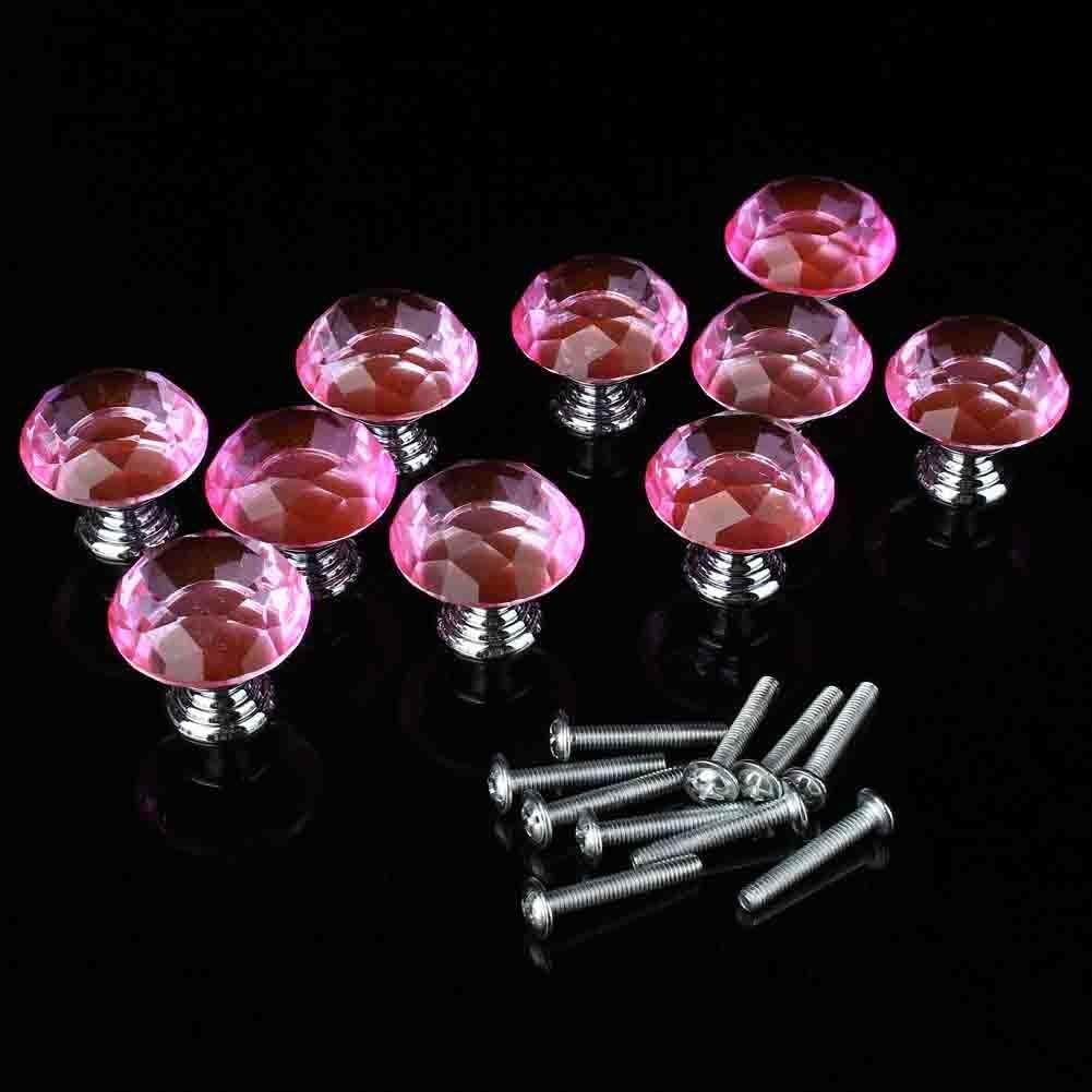 Crystal Glass Door Knobs, 10 PCS 30Mm, Elegant Hardware for Drawer, Cabinet, Kitchen Zinc Alloy Base for Any Purpose image number 1