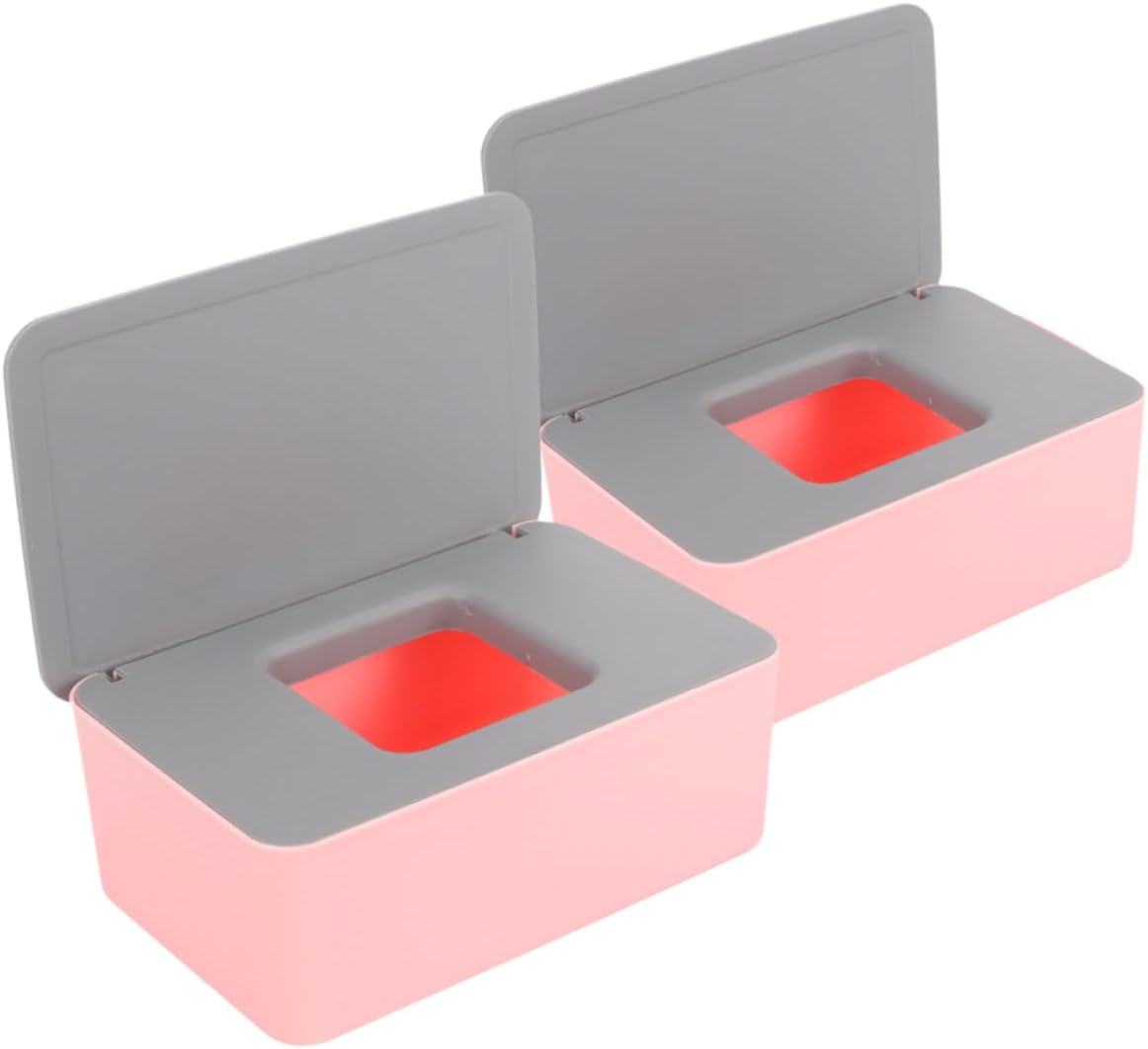 WOONEKY 2Pcs Compact Wet Tissue Box Portable Wipes Container Seal Home Travel Use image number 1