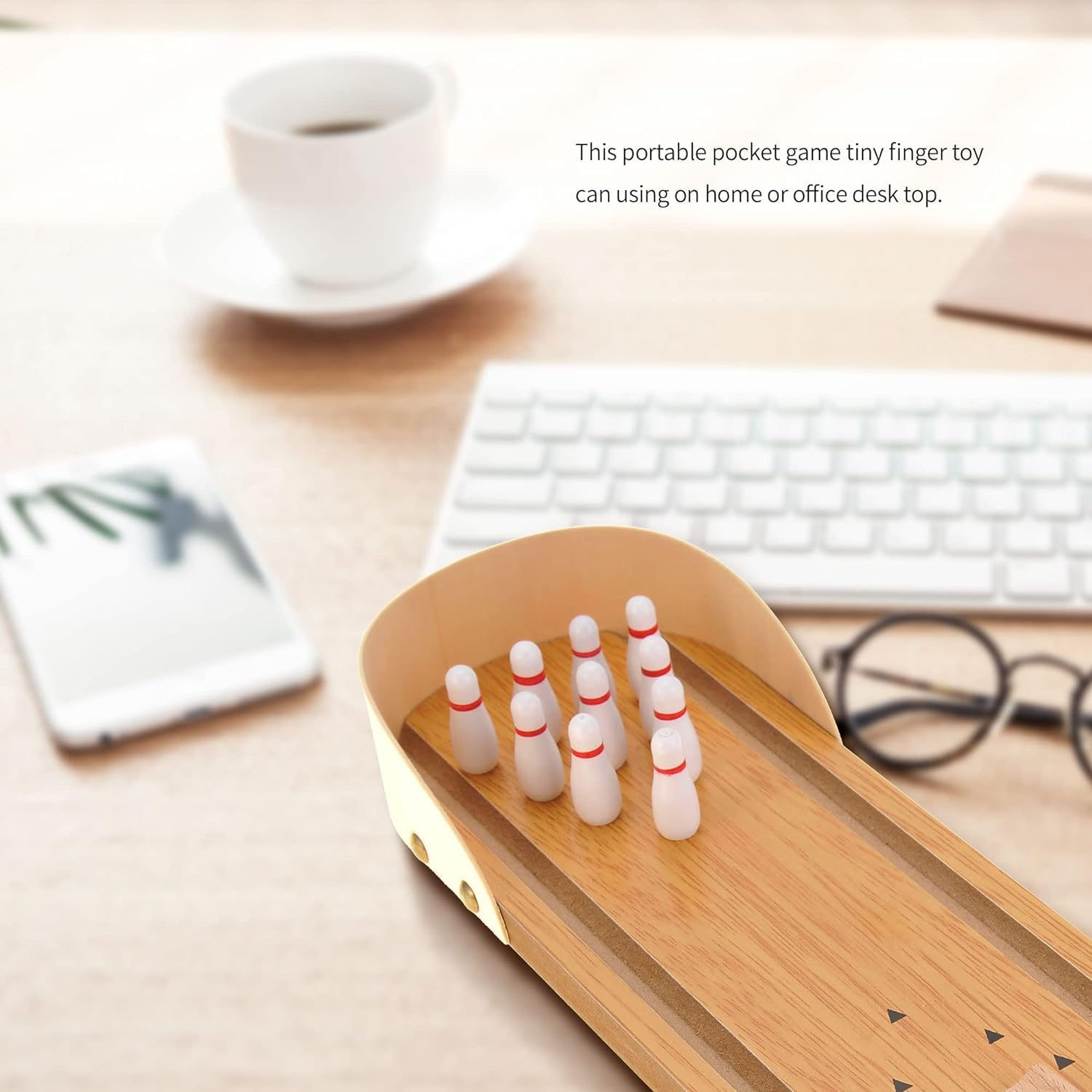 Tabletop Mini Bowling Game Set, Tabletop Wooden Board Mini Arcade Desktop Tiny Bowling Shooting Alley Office Desk Stress Relief Gadgets Small Finger Toys Fun Gag Gifts for Menwomen Kids Teens Boys