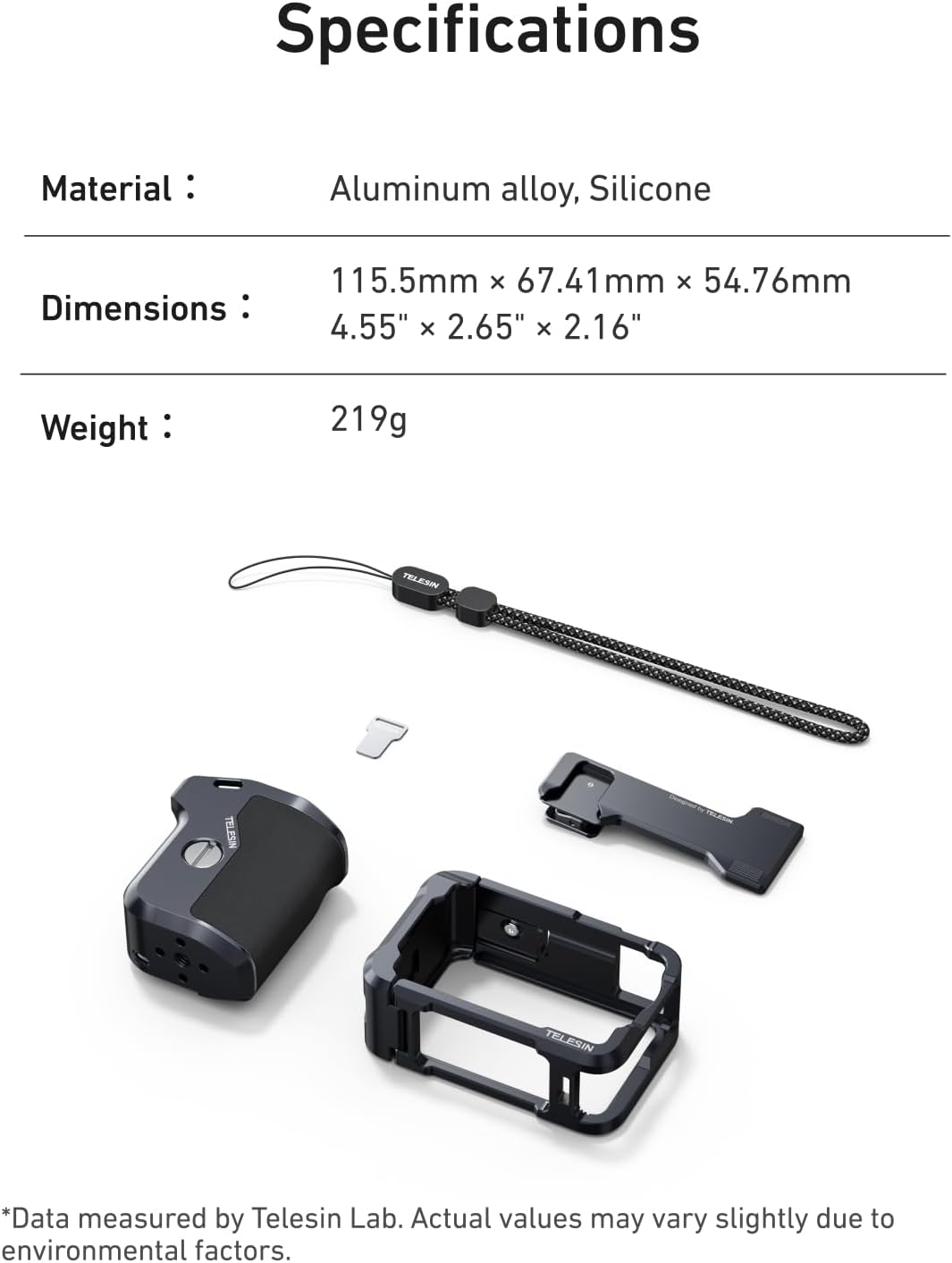 TELESIN Metal Aluminum Alloy Street Grip Kit for DJI Action 6 with Metal Cage Camera Grip Holder with Seesaw Shutter Button Aluminum Alloy Shell Backup TF Card Slot Quick Battery Access image number 2