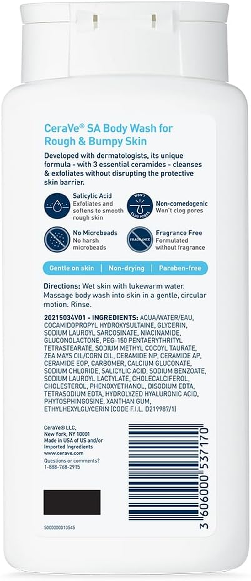 Cerave Body Wash with Salicylic Acid | Fragrance Free Body Wash to Exfoliate Rough and Bumpy Skin | Allergy Tested | 10 Ounce image number 5