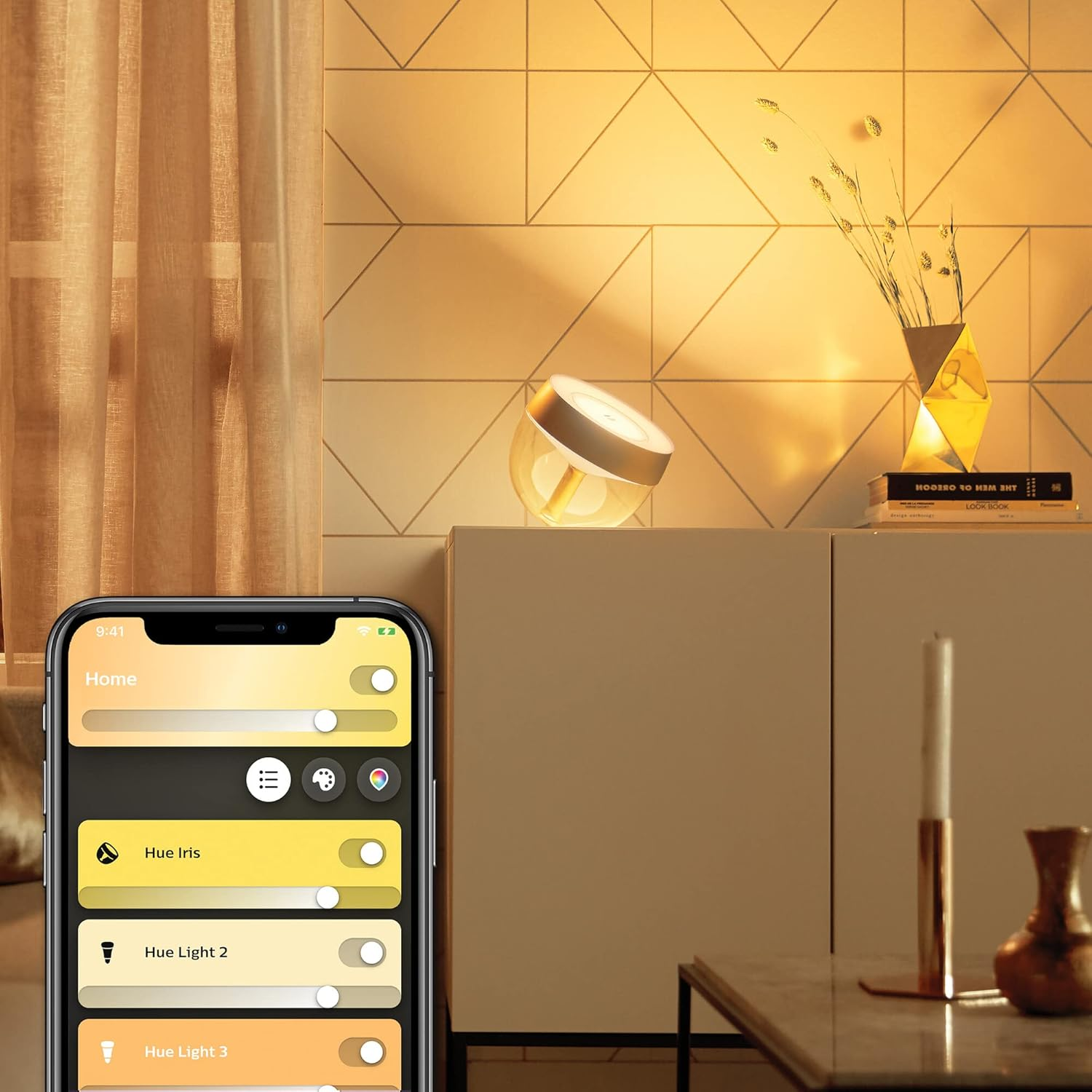 Philips Hue Iris White and Colour Ambiance Smart Table Light V4 [Gold] with Bluetooth, Compatible with Alexa, Google Assistant and Apple Homekit image number 5