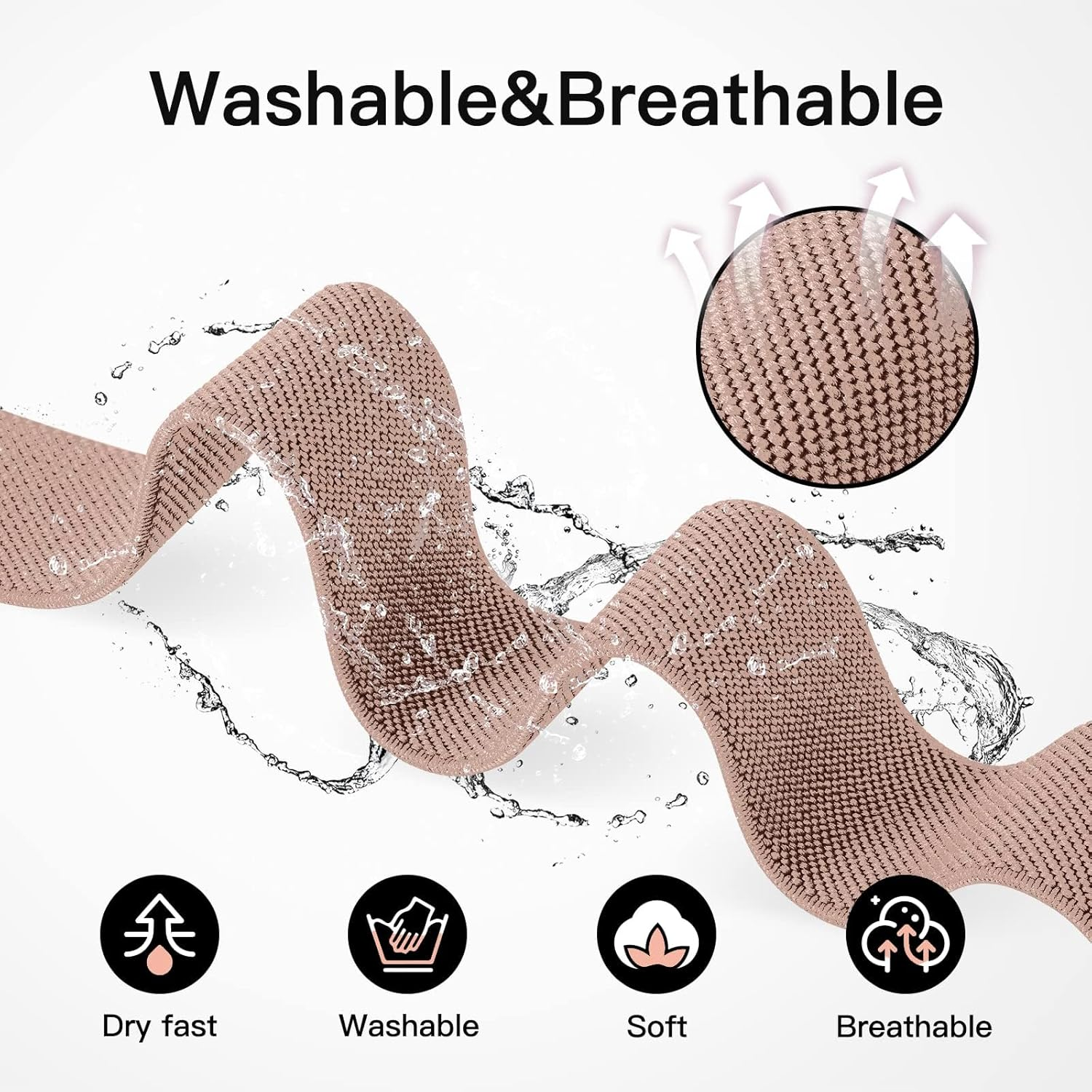 TUCOMO Elastic Nylon Wristband Compatible with Garmin Fenix 7S / Fenix 6S / Fenix 5S / Descent Mk2S, Quick Fit 20 Mm Loop Stretchy Replacement Strap for Garmin Epix Pro 42 Mm Men Women - Black image number 6