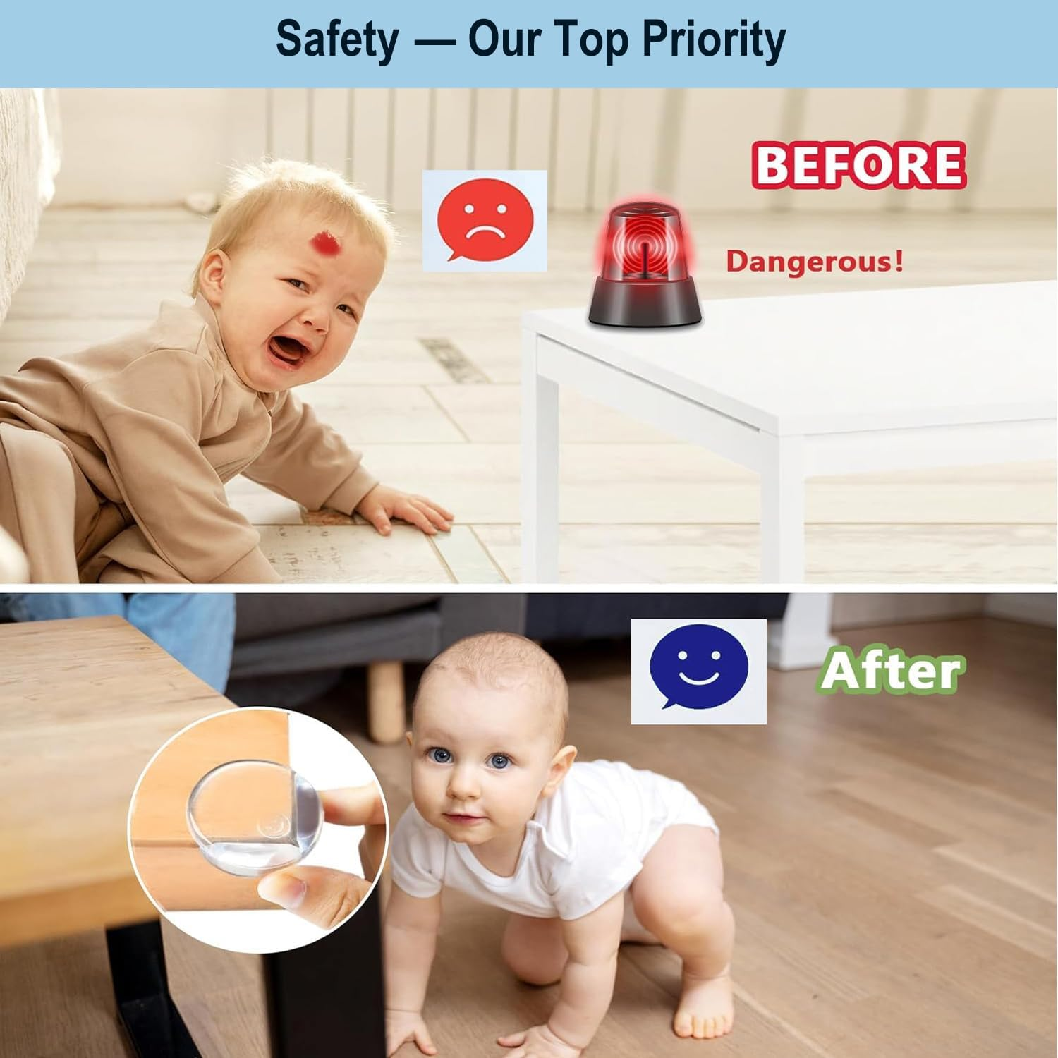 24 Pack Corner Protector for Baby, Furniture Corner Protectors Guard, Table Corner Covers, Baby Safety Corner Guards, Baby Proof Corners and Edges Safety Bumpers Cushion (Transparent) image number 1