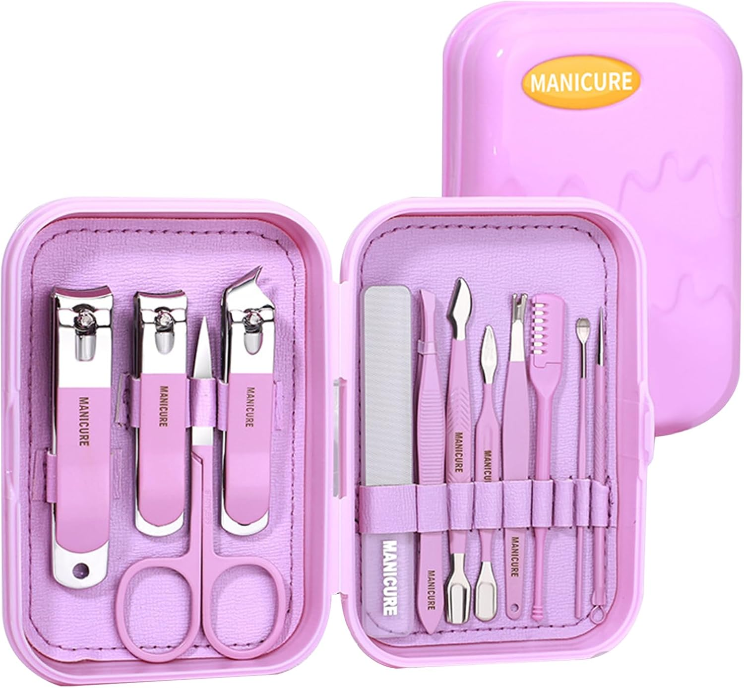 13-In-1 Nail Kit, Manicure Set with Tweezers/Nail File/Nail Clippers/Cuticle Trimmer/Facial Care Tools, Professional Manicure & Pedicure Set, Travel Portable Nail Cutter Set for Men Women (Purple) image number 4