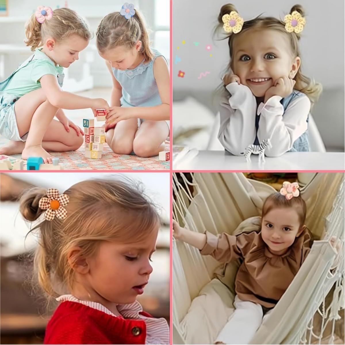 40 Pcs Girl Hair Ties,Flower Elastic Hair Ties,No Damage Flower Scrunchie Toddler,Cute Ties,Rubber Elastic Bands Ponytail Holders Pigtails image number 6