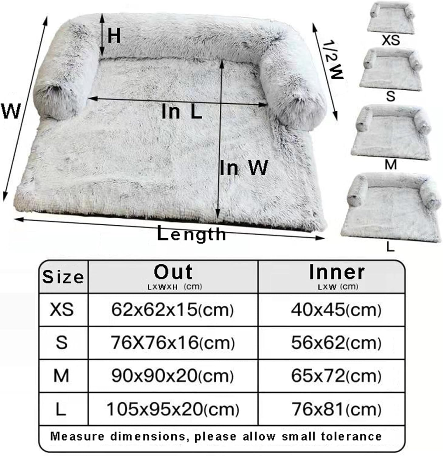 Cotton Plush Pet Sleeping Bed for Dogs and Cats, Dog Couch with Zipper, Washable, Removable, Fluffy Dog and Cat Bed,Coffee,S image number 4