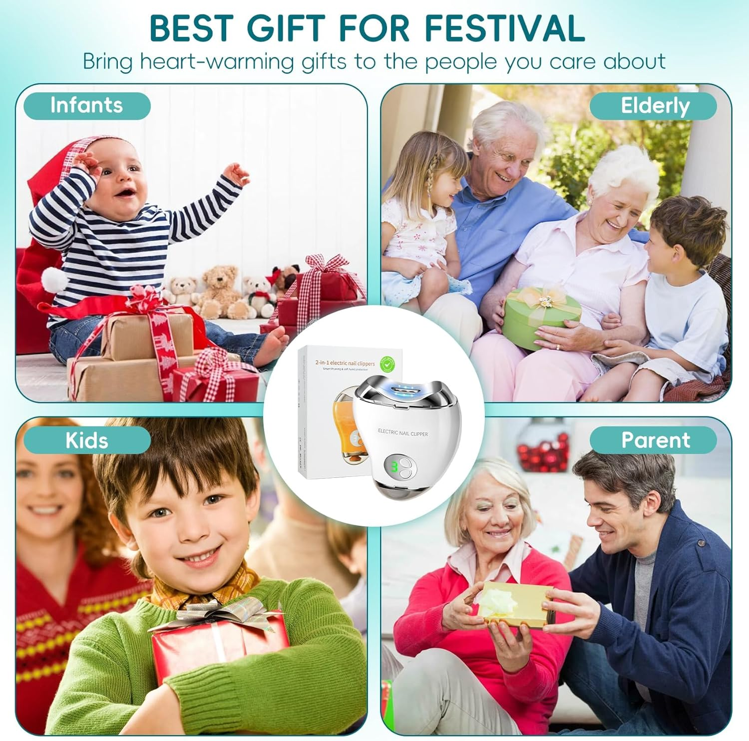 Electric Nail File for Thick Nails: Rechargeable Toe Nail Cutter with 3-Speed, LED Light & Safety Guard, Gentle for Seniors and Children (Black) - Orange image number 4