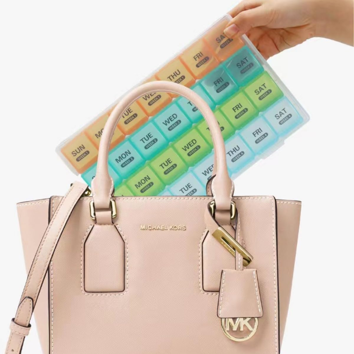 28 Compartments Large Pill Box Organisers, Portable Detachable Dustproof Pill Box, One Month Split On-The-Go Storage Large Capacity Pill Box,White&hellip; - Multicolor image number 2