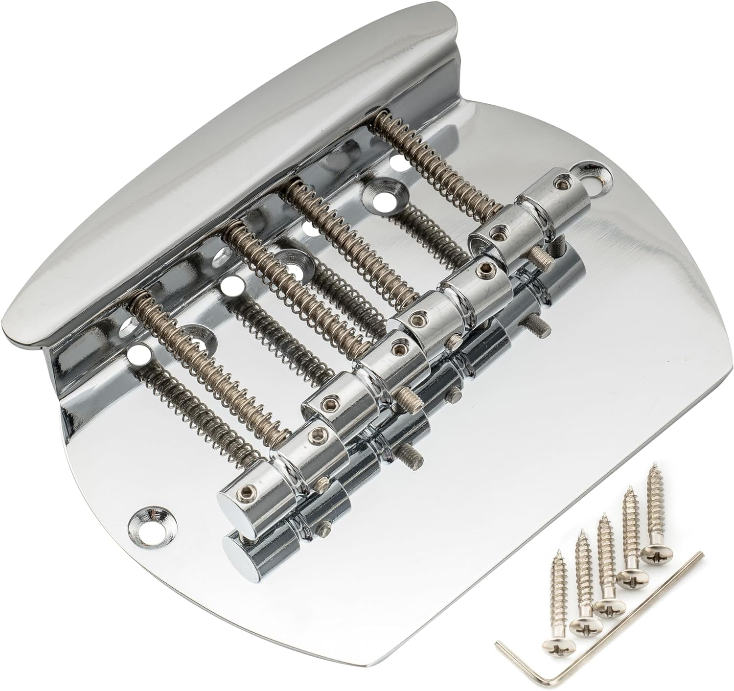 Musiclily Pro 57Mm(2-1/4 Inch) Dual Load 4-String Bass Bridge for Music Man Style Bass, Chrome