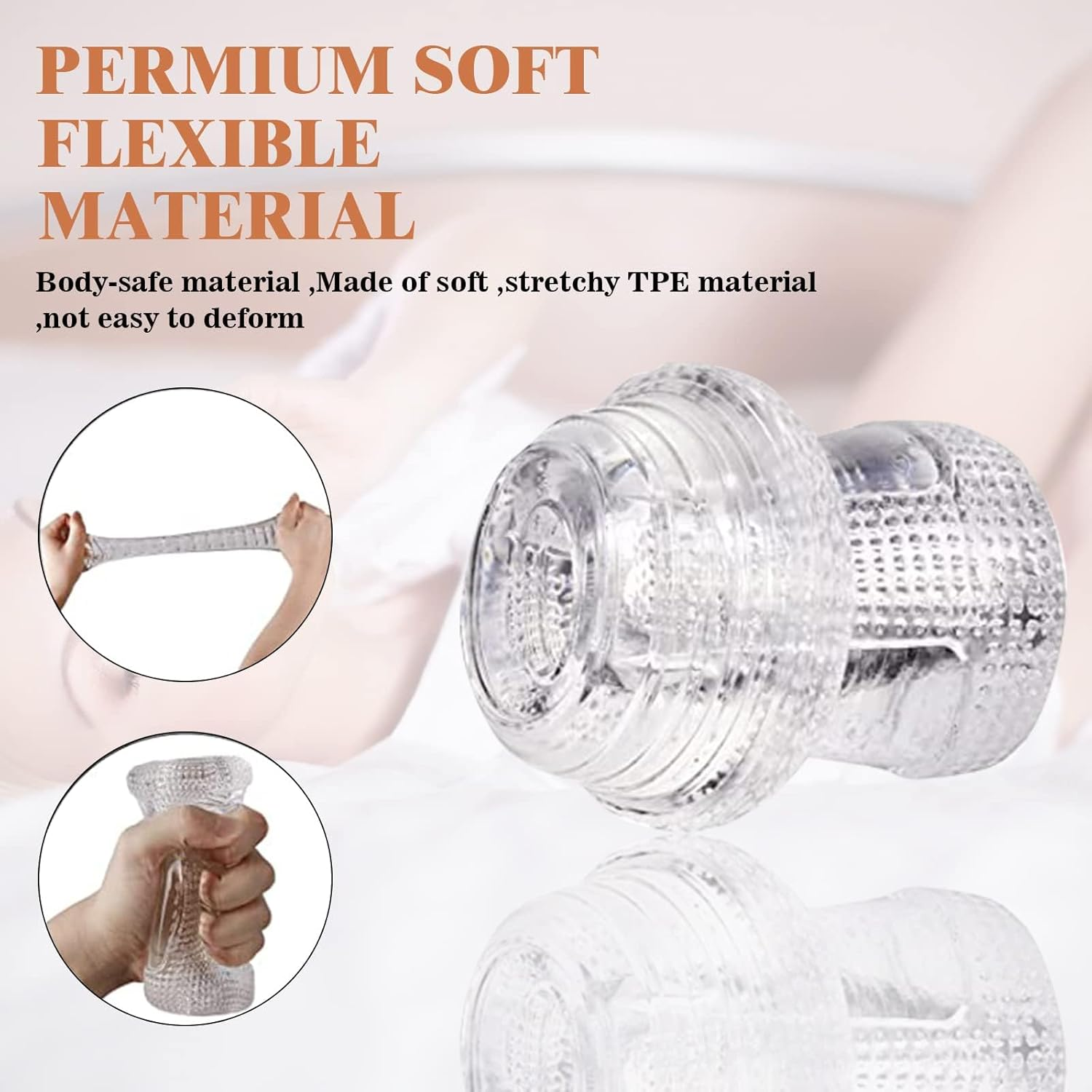 Murmrr Male Masturbator Sex Toys for Men, Portable Pocket Pussy Stroker with Vagina Textured Blowjob Penis TPE Masturbation Sleeve for Males image number 4