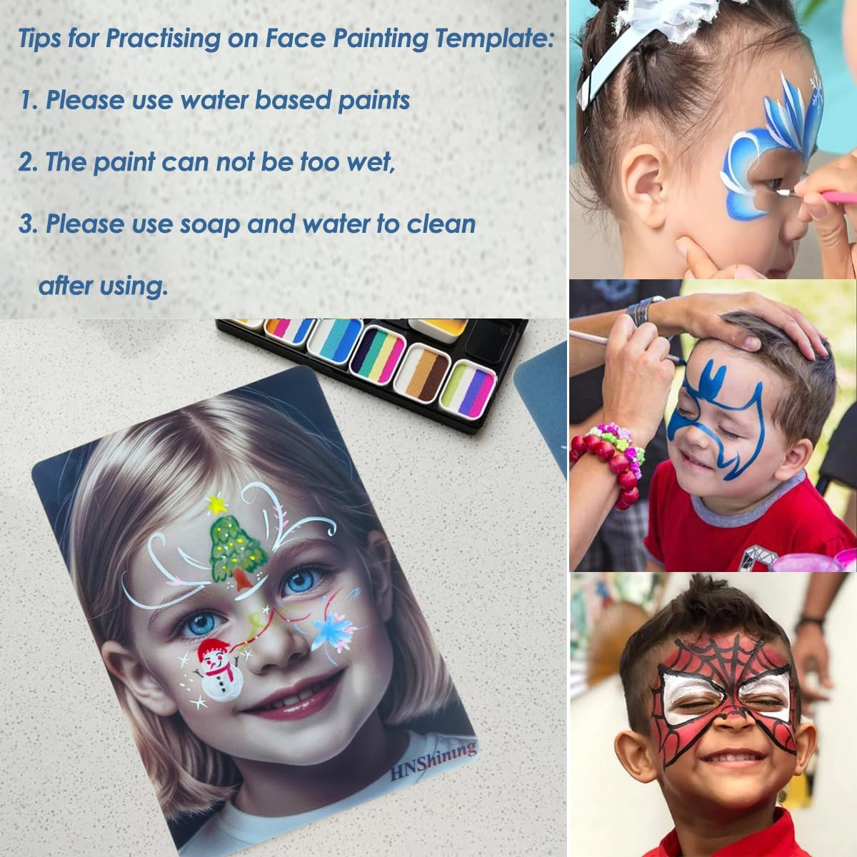 Hnshining Face Painting Practice Board,Face Paint Practice Board,Reusable Painting Exercise Template,Stage Makeup Painting Tool,Display for Stage&Home Makeup Painting (4)