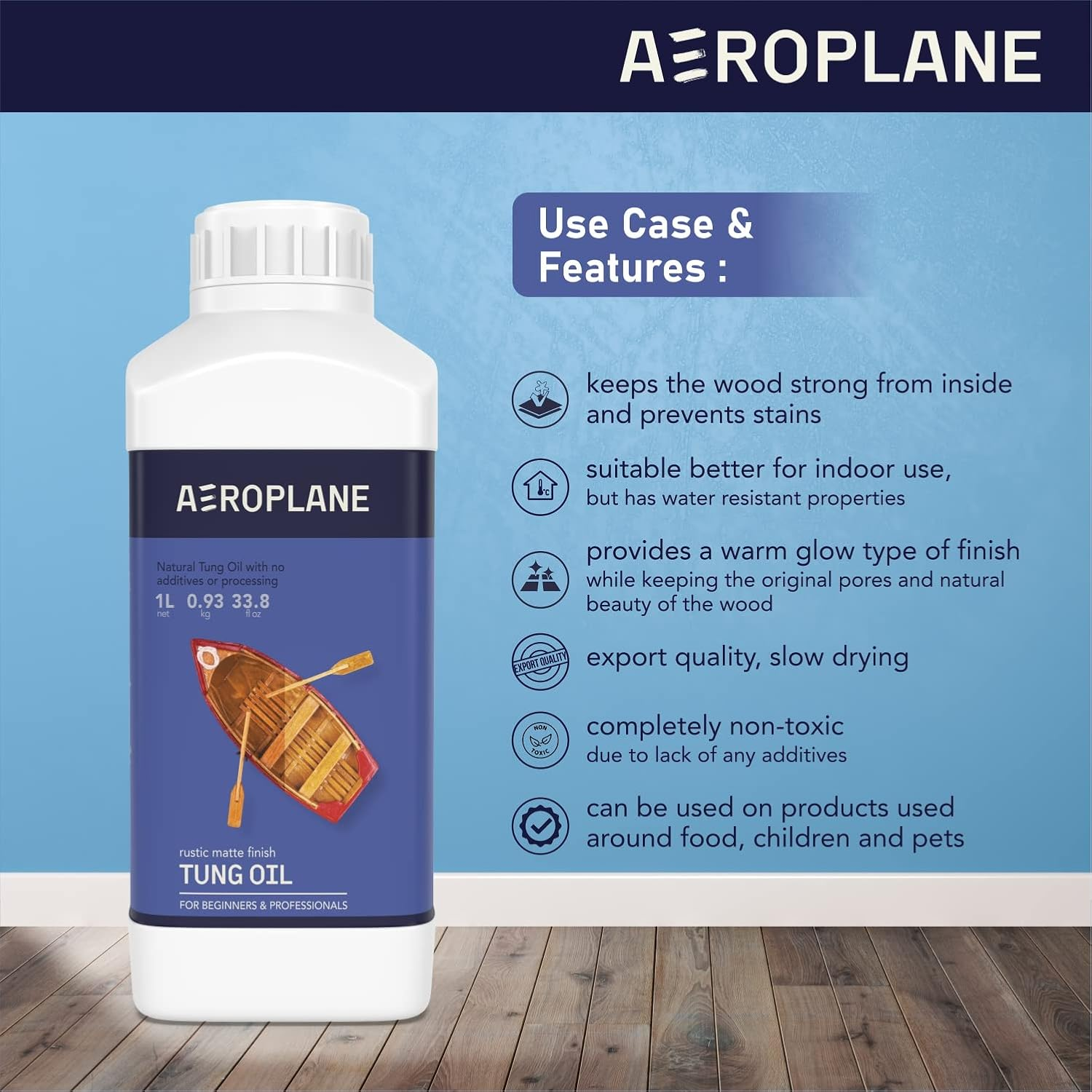 AEROPLANE - Tung Oil - Wood Finishing and Restoration - 100% Pure Tung Oil | 1 LTR image number 6