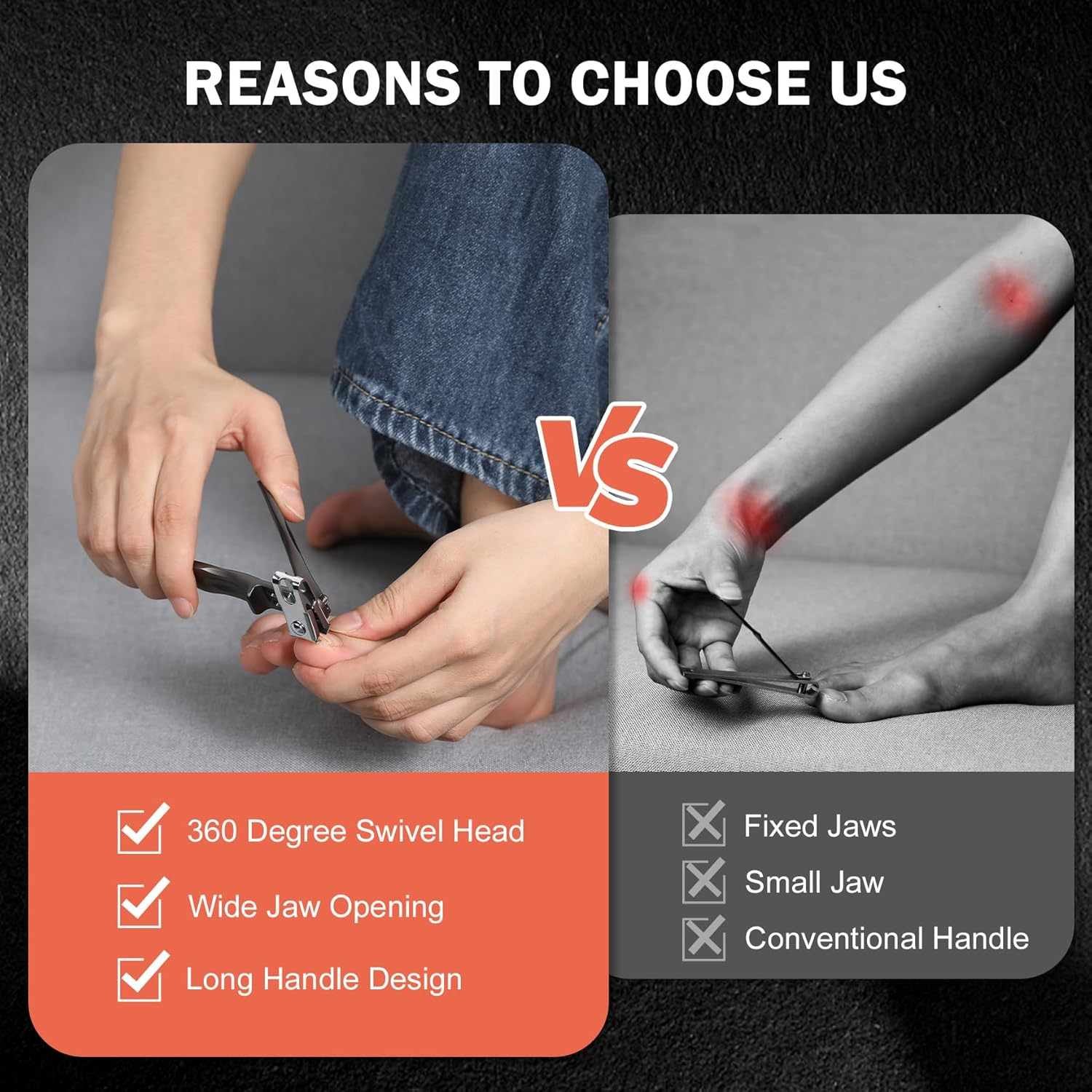 BEZOX Nail Clippers with Metal Nail File - Curved Head Toe Nails Clipper for Thick Nails for Seniors, Free Rotating Finger Nail Clippers for Adult - Premium Nail Cutters for Fingernails and Toenails image number 1