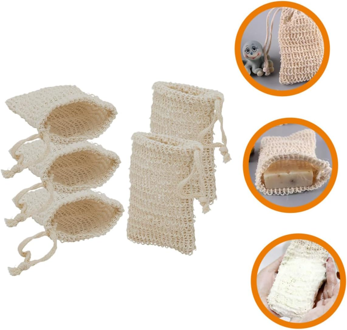GLEAVI 5Pcs Soap Foaming Bags Natural Cotton Exfoliating Soap Pouches for Shower Bath Care Drawstring Design for Easy Hanging and Bubble Creation image number 3
