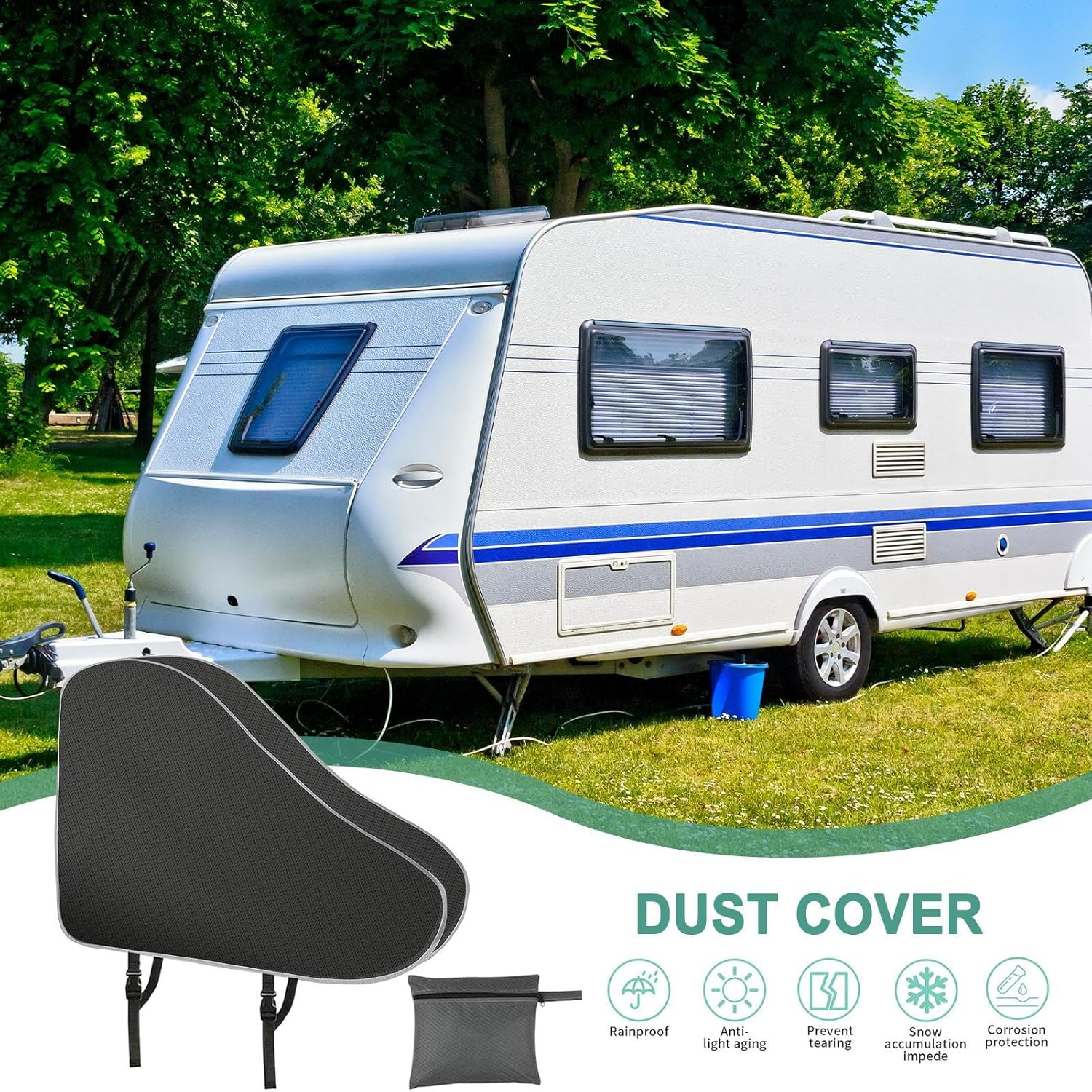 Trailer Jack Cover Waterproof - Caravan Hitch Cover | Waterproof Drawbar Cover for Caravans and Trailers | Rv Parts Guard for Outdoor Sunlight Protection and Weather Resistance image number 5