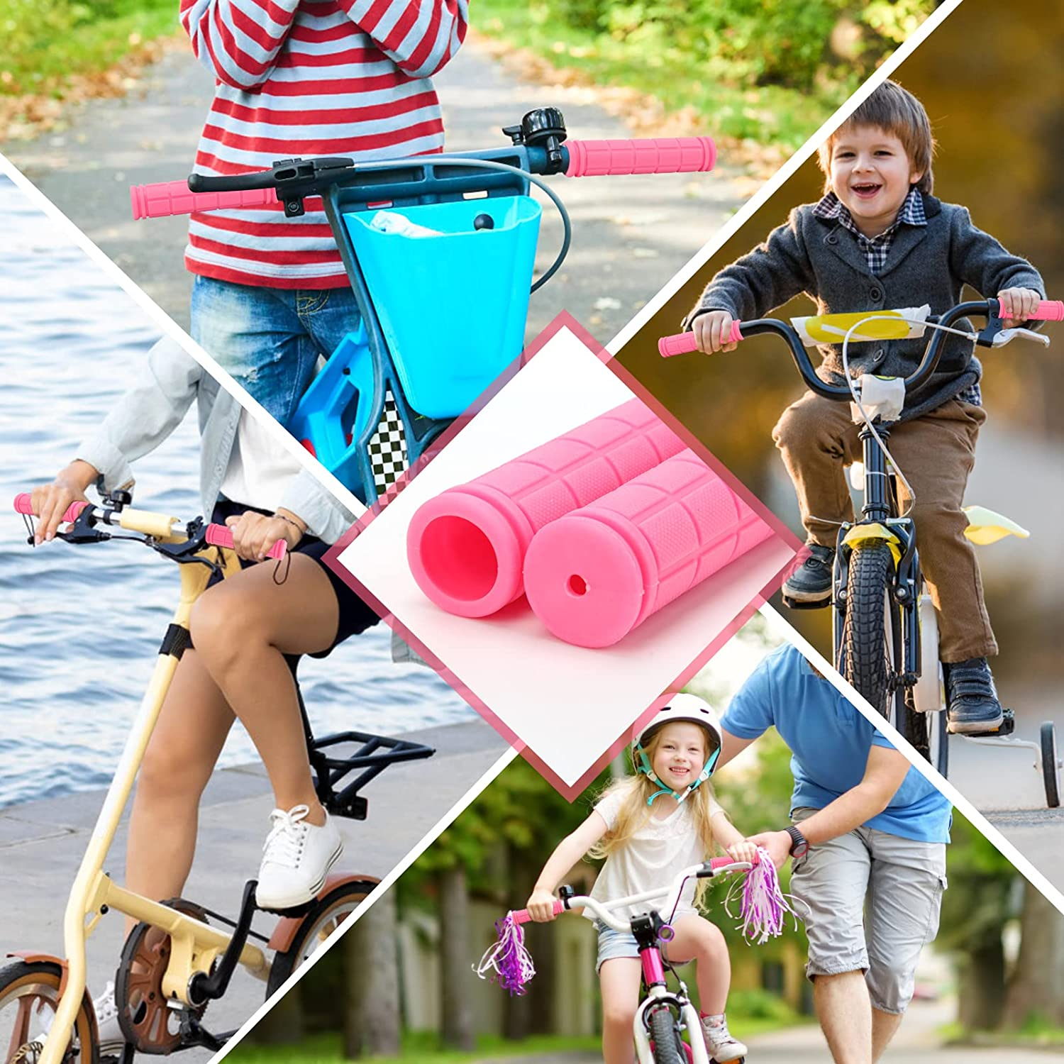 Coolrunner Bike Handlebar Grips, Bicycle Grips for Kids Girls Boys, Non-Slip Rubber Mushroom Grips for Scooter Cruiser Seadoo Tricycle Wheel Chair Mountain Road Urban Foldable Bike MTB BMX - Blue image number 7