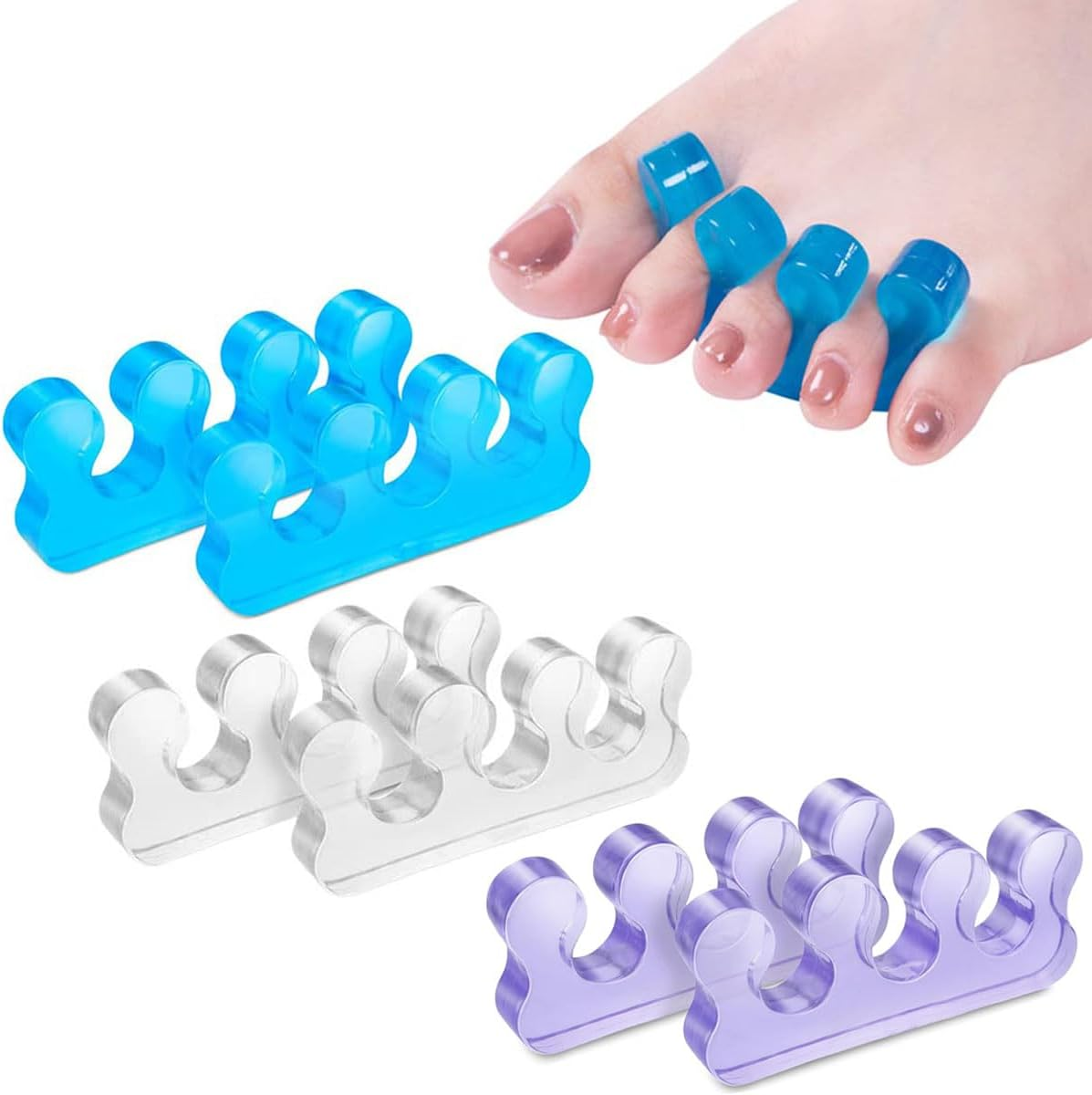 6 Pcs Gel Toe Separators for Correct Bunion, Bunion Corrector for Women Men Toe Spacers Hammer Toe Straightener Big Toe Stretcher image number 5