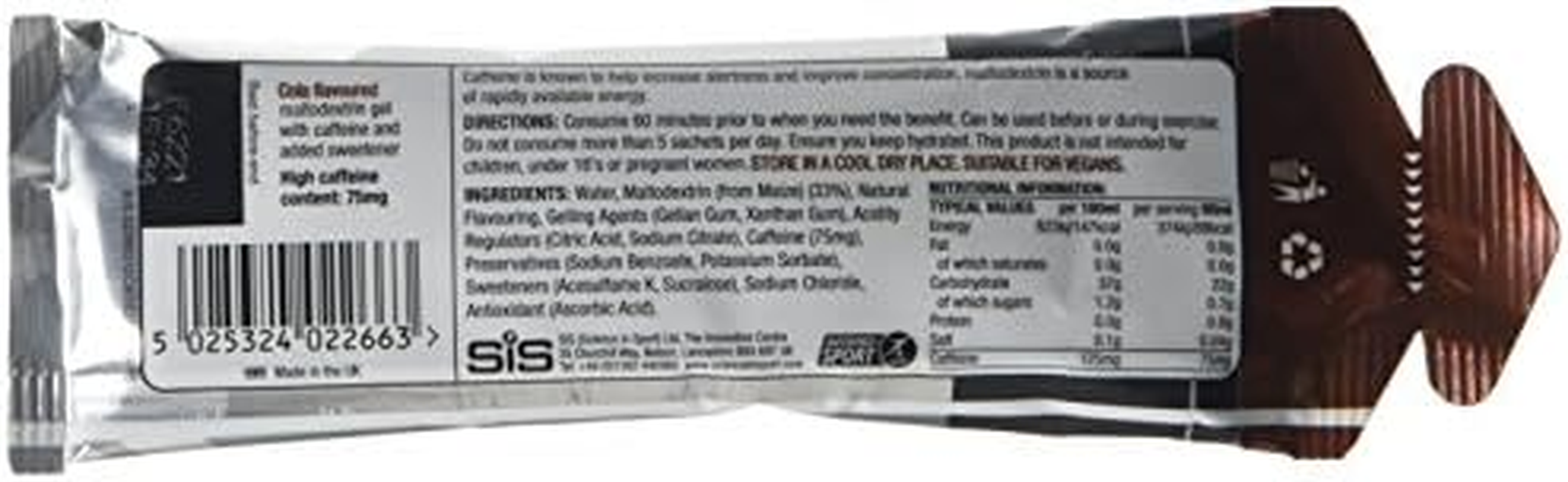 Science in Sport GO Isotonic Energy Gels, 75Mg of Caffeine, Running Gels with 22G Carbohydrates, Low Sugar, Cola Flavour, 60Ml per Serving (30 Pack) image number 3