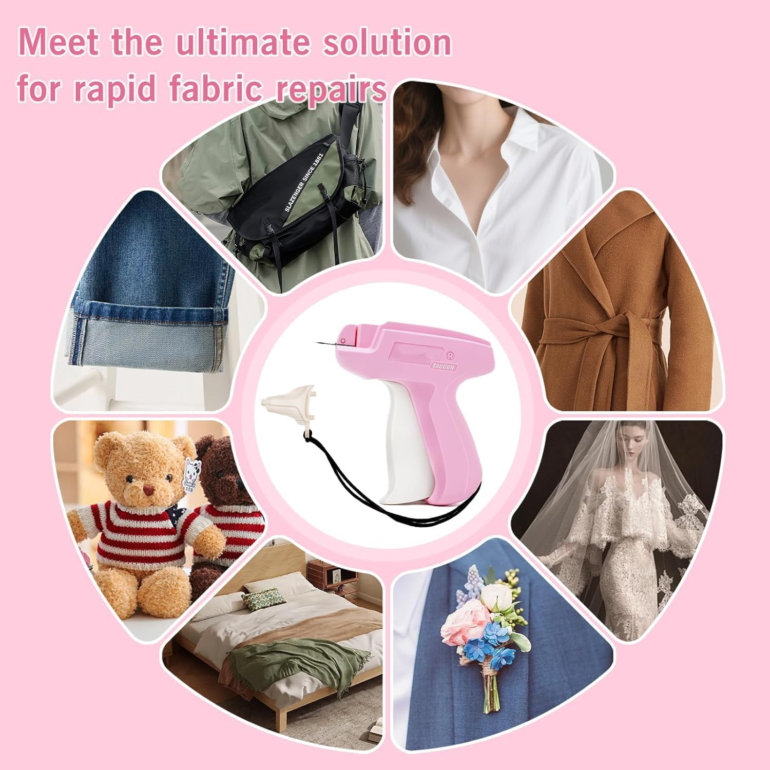 Stitch Gun for Clothes, for Temporary Fixing of Clothes - Mini Sewing Kit, Quick Clothing Fixer, Sewing Tool Kits, 1000 Black & 1000 White 5Mm Mini Fasteners, with 6 Needles image number 2