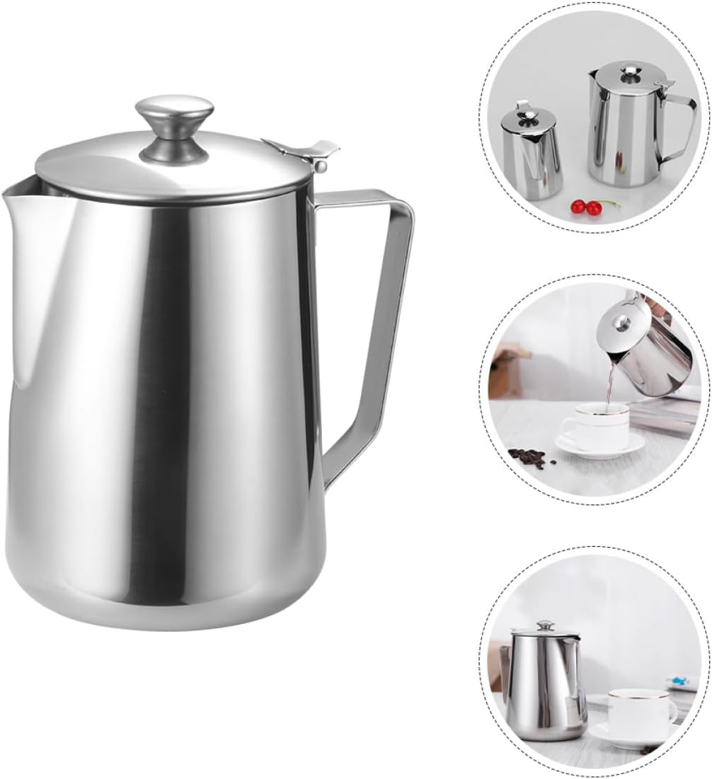 OFFIGAM 1L 304 Stainless Steel Milk Frothing Pitcher Jug for Espresso and Latte with Large Capacity, Milk Steamer Cup Compatible with Induction Cookers, Coffee and Tea Frother Accessory image number 1