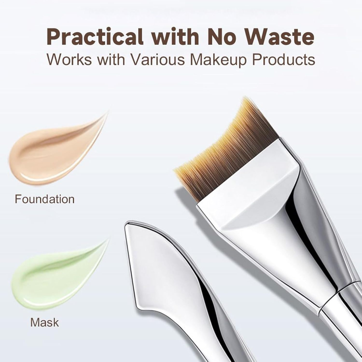 Liquid Foundation Brush | Wet Dry Use Concealer Tool | Concealer Brush - for Women Men Friend Coworker Cheek under Eye Nose Face - G1136 Double-Head Foundation Brush image number 4