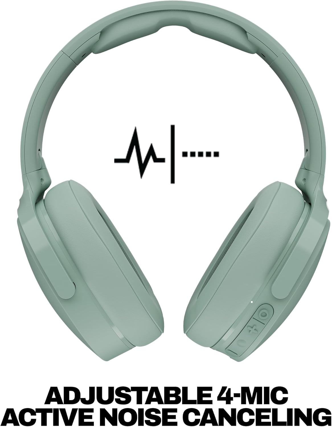 Skullcandy Hesh ANC Over-Ear Noise Cancelling Wireless Headphones with Charging Cable, 22 Hr Battery, Microphone, Works with Iphone Android and Bluetooth Devices - Preppy Sage image number 4