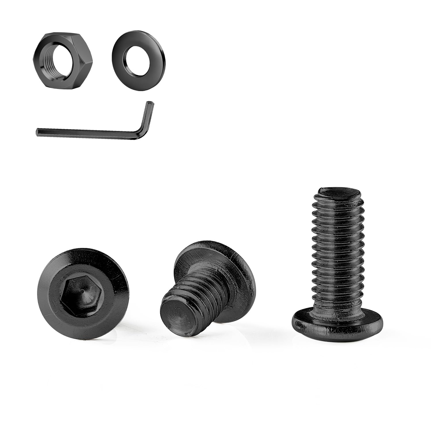 GOHODOMINO M5&times;12Mm Flat Head Socket Cap Screws Bolts, Nuts, Flat Washers, 20Pcs, 304 Stainless Steel, Black Oxide, Allen Socket Drive, with Hex Spanner image number 2