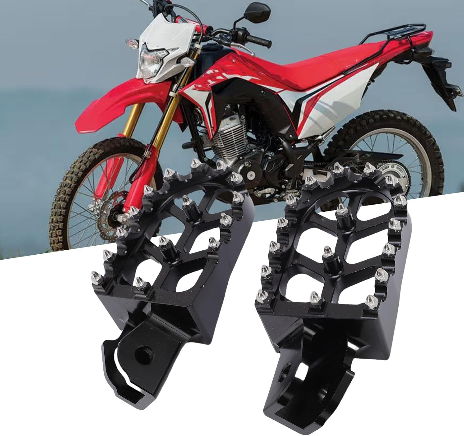 Asixxsix Dirt Bike Foot Pegs, Motorcycle Footpegs Pedals, Aluminium Dirt Bike Footrest for Surron Light Bee X, Motorcycle Rest Pedal Footpegs Replacement (Black) image number 5