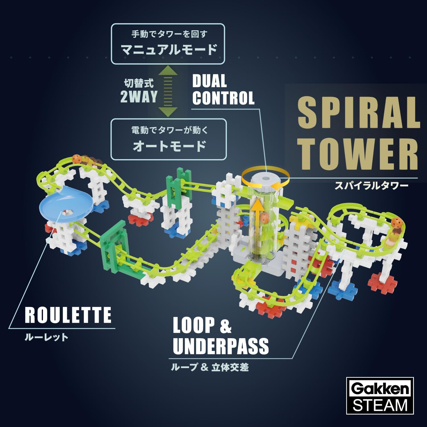 Gakken 83751 New Block Rolling Cue Spiral Tower DX Set (Amazon.Co.Jp Exclusive) image number 1