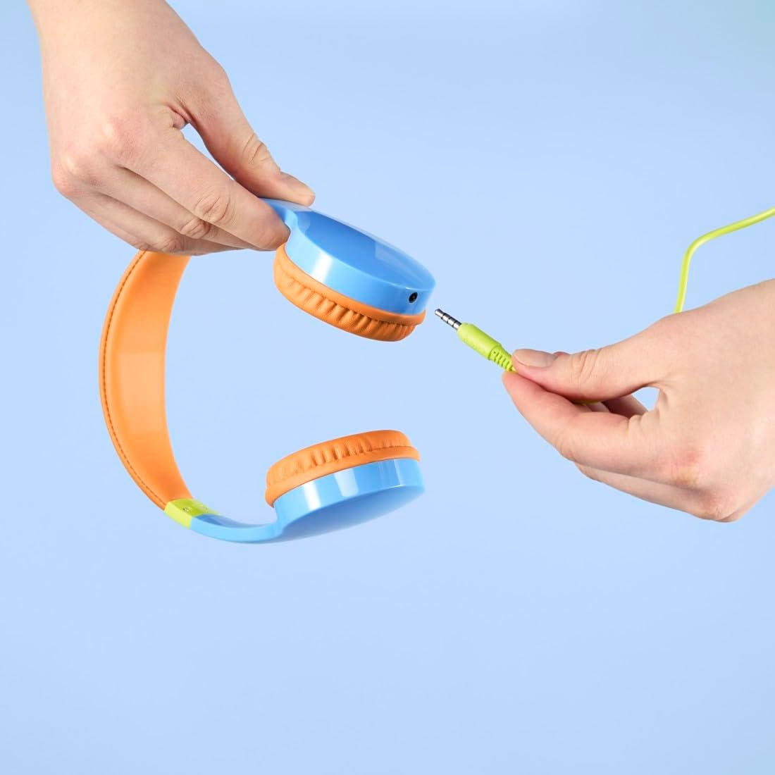 Hama Children'S Headphones (Stereo Headphones, Wired Children'S Headphones with Decibel Limit 85 Db, On-Ear Headset, 120 Cm Audio Cable, 3.5 Mm Jack) Blue/Orange, Small
