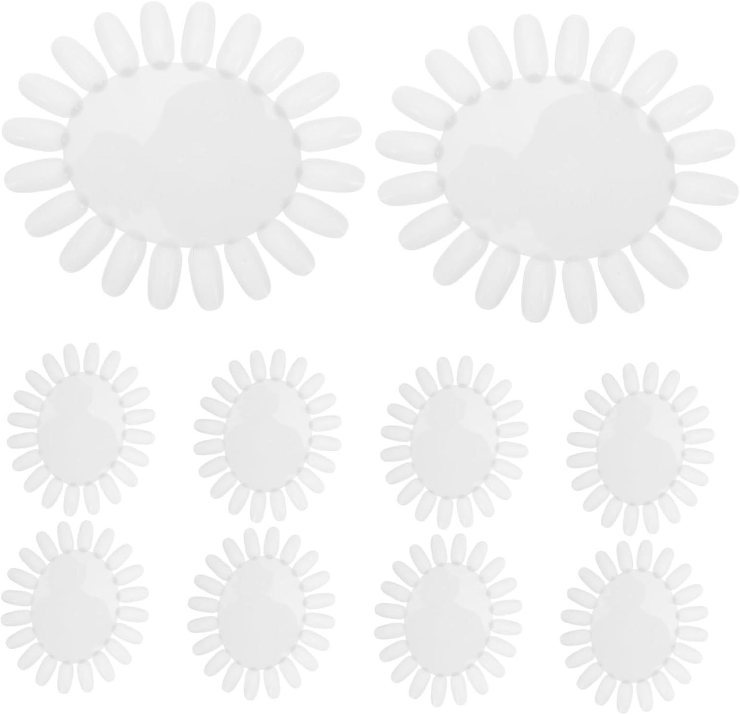 OSOLADY 10Pcs Sunflower Shaped Nail Art Display Boards Beige Acrylic Practice Wheel with False Tips for Salon and Home Nail Polish Color Showcase image number 6