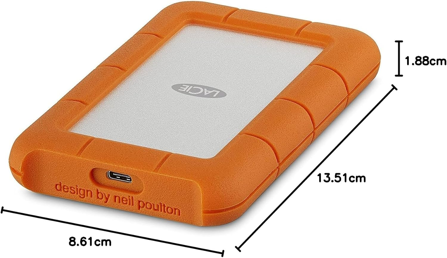 Lacie STFR1000800 1TB RUGGED 2.5 in USB 3.1 C USB C and C to a CABLE INCL in - (Storage > External Hard Drives) image number 4