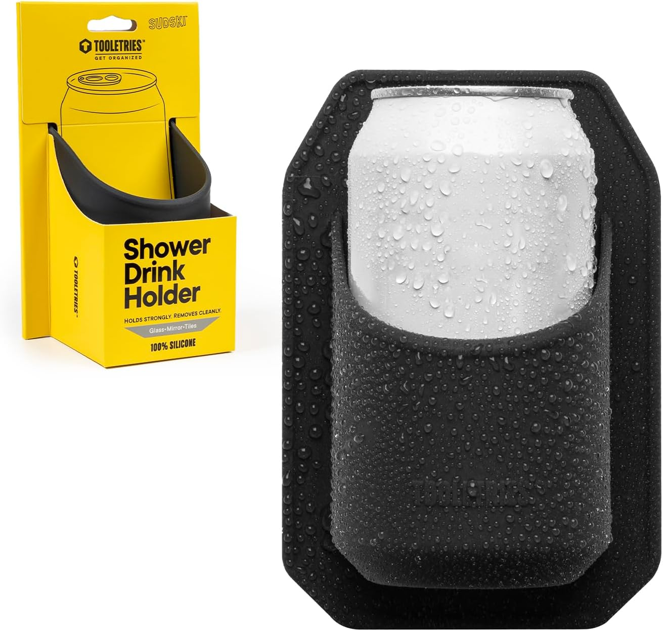 TOOLETRIES Shower Drink Holder - 100% Silicone Can Holder for Beer or Soda - Bathroom Accessory - Silicone-Grip Technology, No Adhesive Needed - Charcoal image number 3