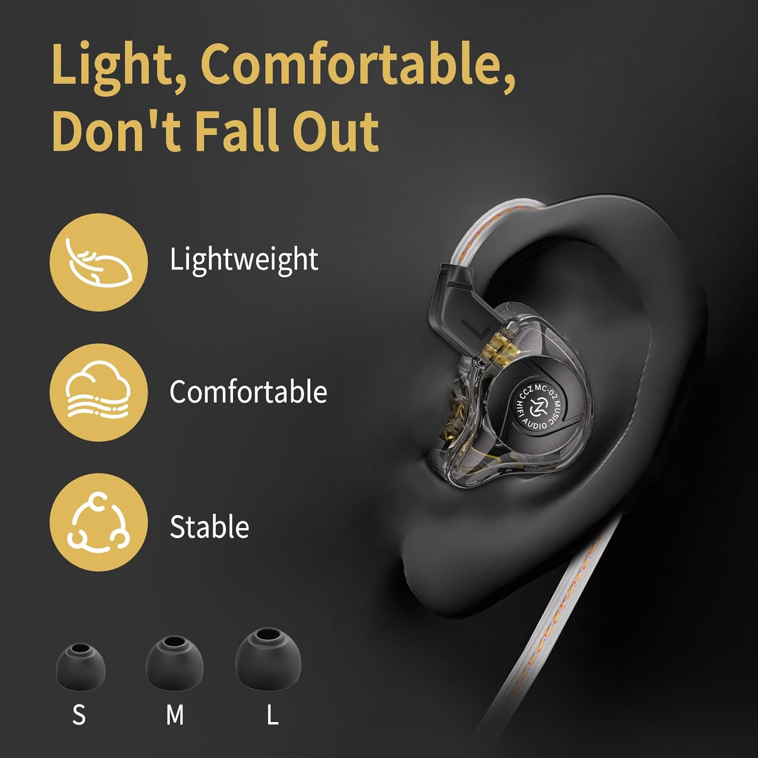 Keephifi CCZ MC02 Aura Wired In-Ear Monitors with Mic,Ultra-High Frequency Resolution for Detailed Sound, Lightweight UV Curing PC Cavity for Portability, 3.5Mm Headphones for Gaming & Music image number 7