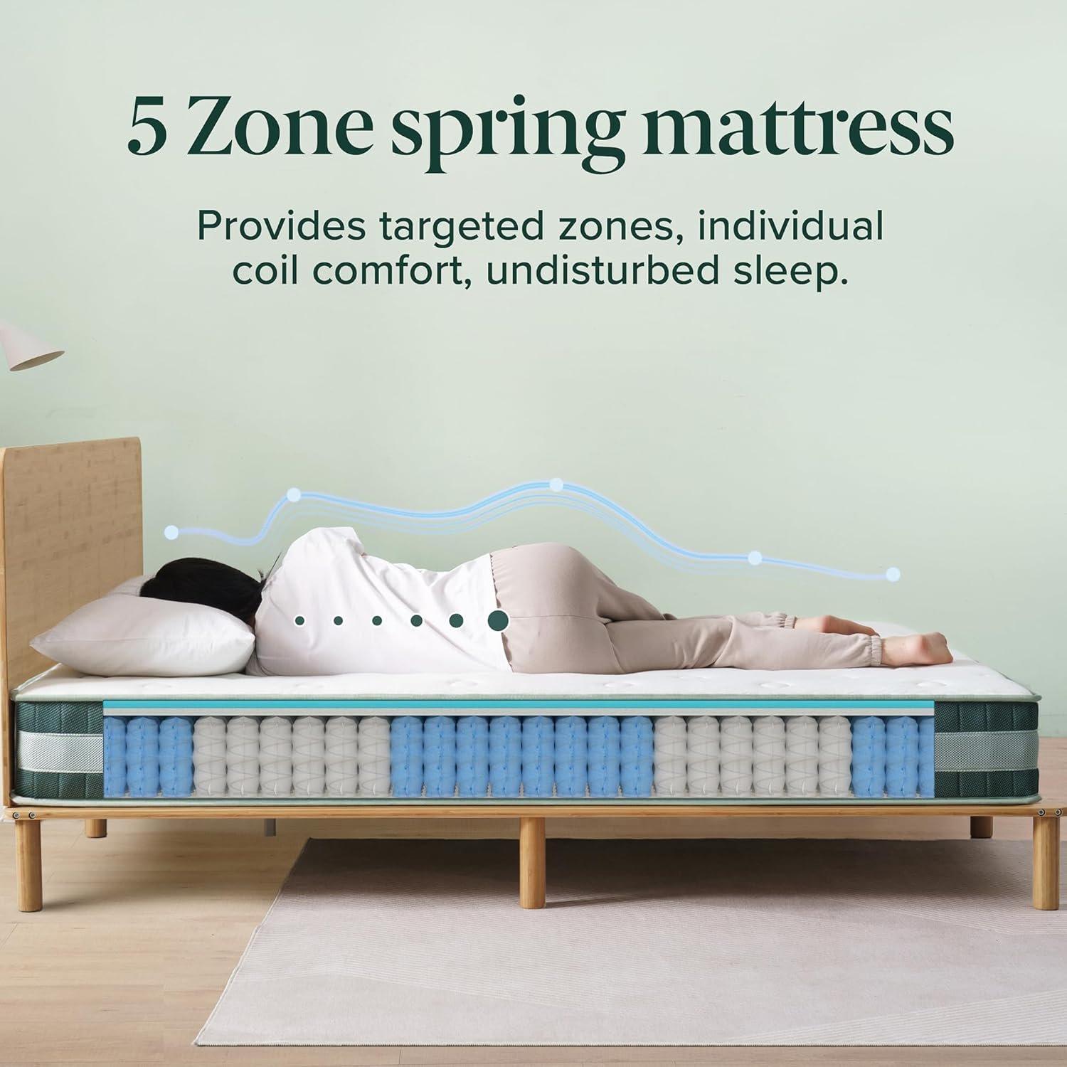 Zinus Double Mattress | 5-Zone Chiro Cooling Premium Pocket Spring Foam Mattress