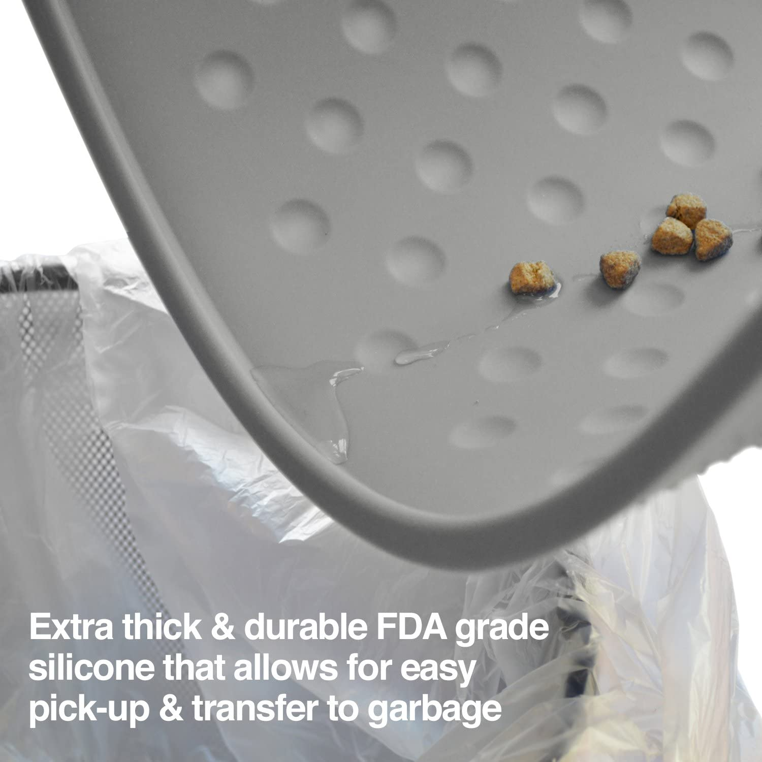 Petfusion Toughgrip Large plus Dog Food Mat [Just the Right Size before Getting Too Big @ 27.5 X 17.5]. Waterproof, Extra Tough FDA Grade Silicone, Grey image number 6