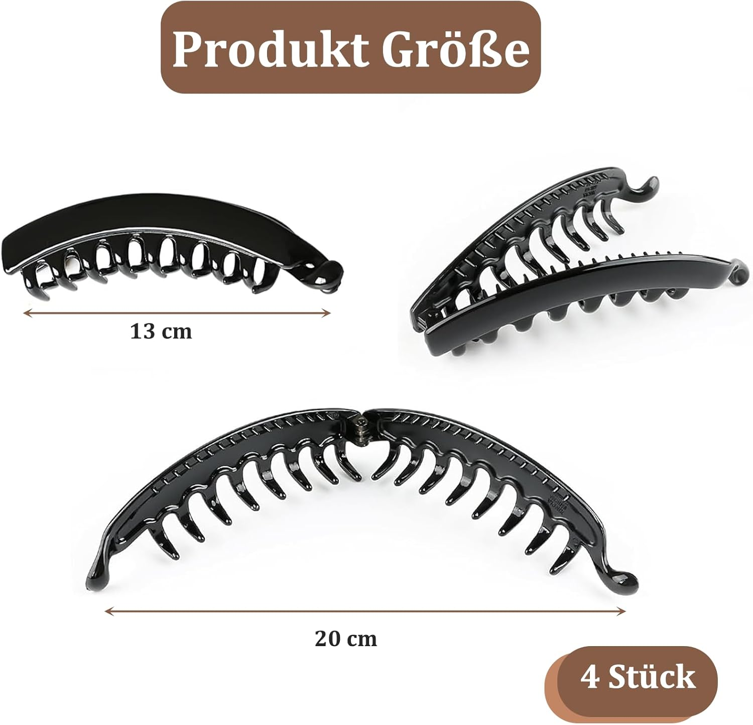 Pack of 4 Banana Clip Thick Hair, Large Banana Hair Clip, Vintage Banana Clip Hair, Hair Clips, Large Banana Hair Clips for Women and Girls, 13 Cm (Mix-2) image number 2