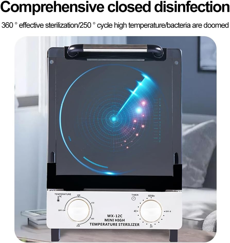 CHAOFLIGHT Nail Tool Sterilizers 12L Double Deck Heat Sterilizer High Temperature Cleaning Dry Box Metal Sterilizer Cabinet for Scissors,Bottles, Toys, Towels Salon Equipment image number 2