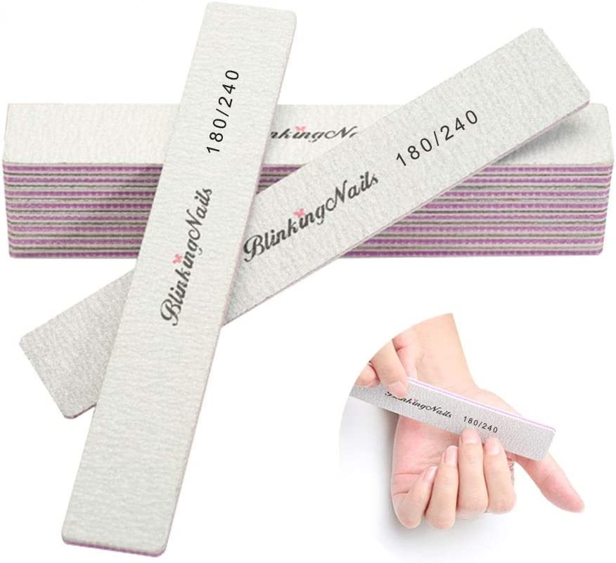 10Pcs Nail File 80/100/180 Grit Professional Nail Files and Buffers for Natural Nails,Double Sides Washable Block Disposable Nail Files for Nail Art DIY or Nail Manicure Salon 80/100 10Pcs image number 4