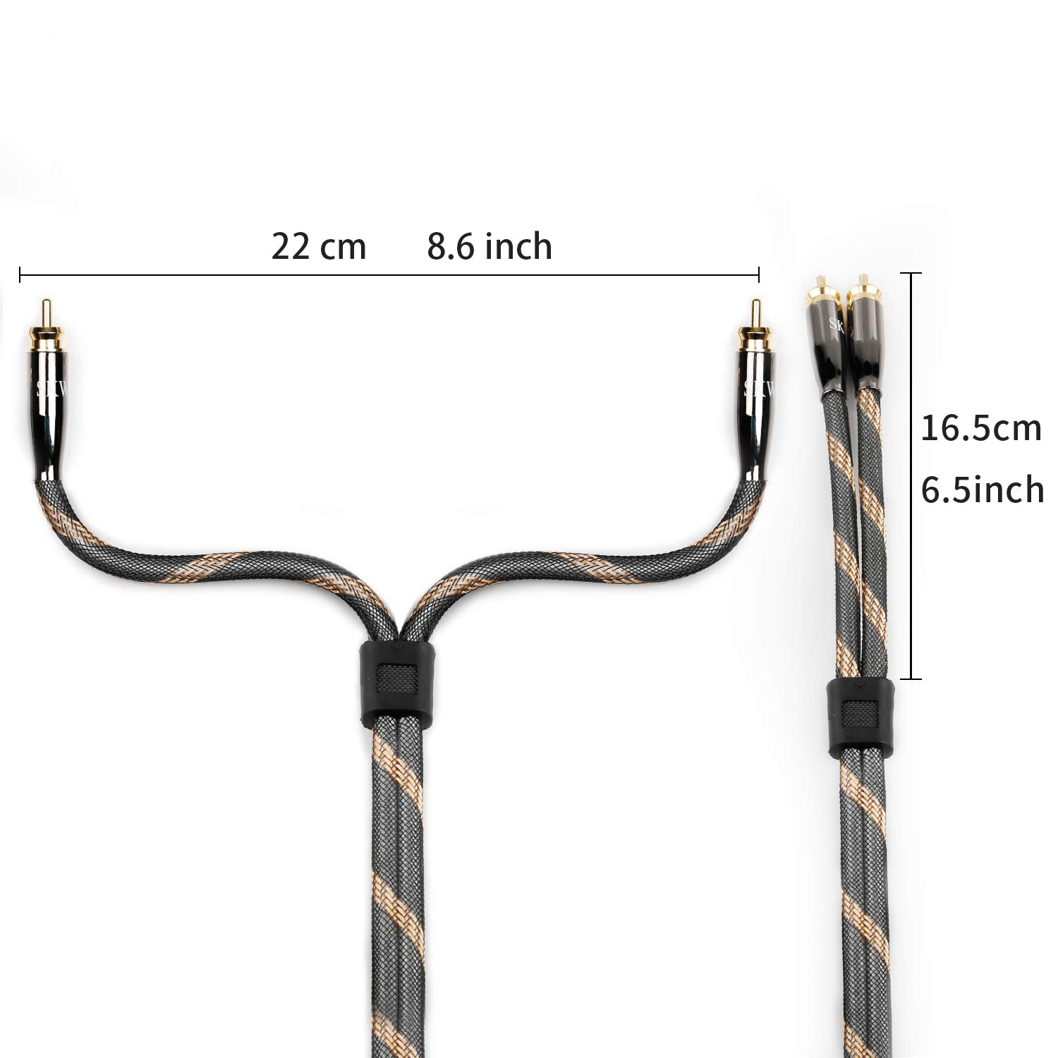 SKW Audiophiles Digital Stereo Audio Cable Coaxial Cable 2RCA Male to 2RCA Male Stereo Audio Y Cable for Hifi System Subwoofer Converter Adapter DJ Equipment TV Amplifier Speaker Home Theater - 3 Feet image number 2