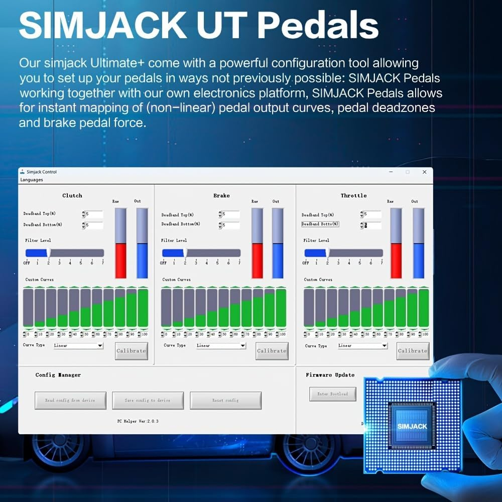 Simjack UT Sim Racing Pedals 200KG Load Cell Brake Pedal PC Racing Simulator Pedals Pressure Sensor HE Hydraulic Pedal (UT-P3-H3-DB) - Ut-P3-H3-Db image number 5