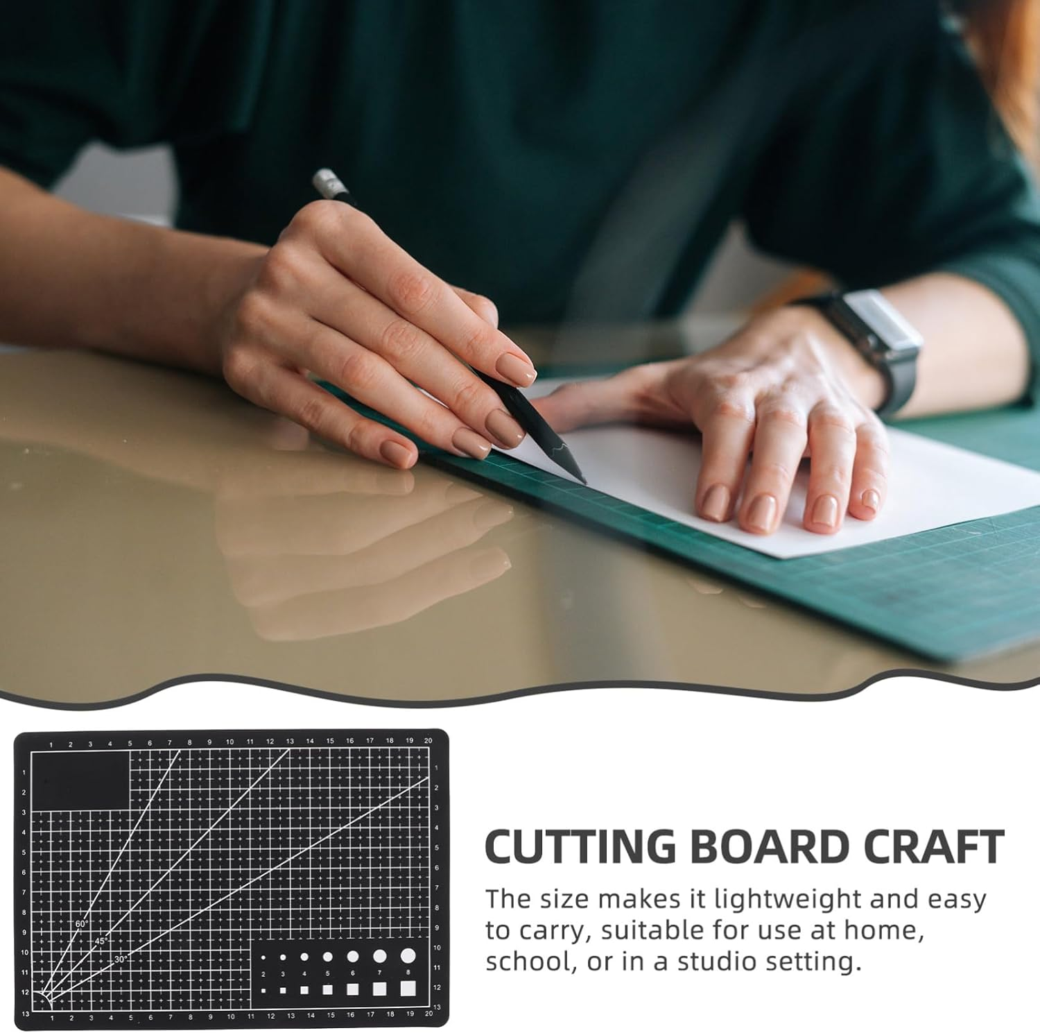 Tofficu A5 Rotating Cutting Mat 8.66X5.91In Self-Healing Craft Mat for Quilting Scrapbooking Polymer Clay with Durable PVC Surface for Desktop Art Projects