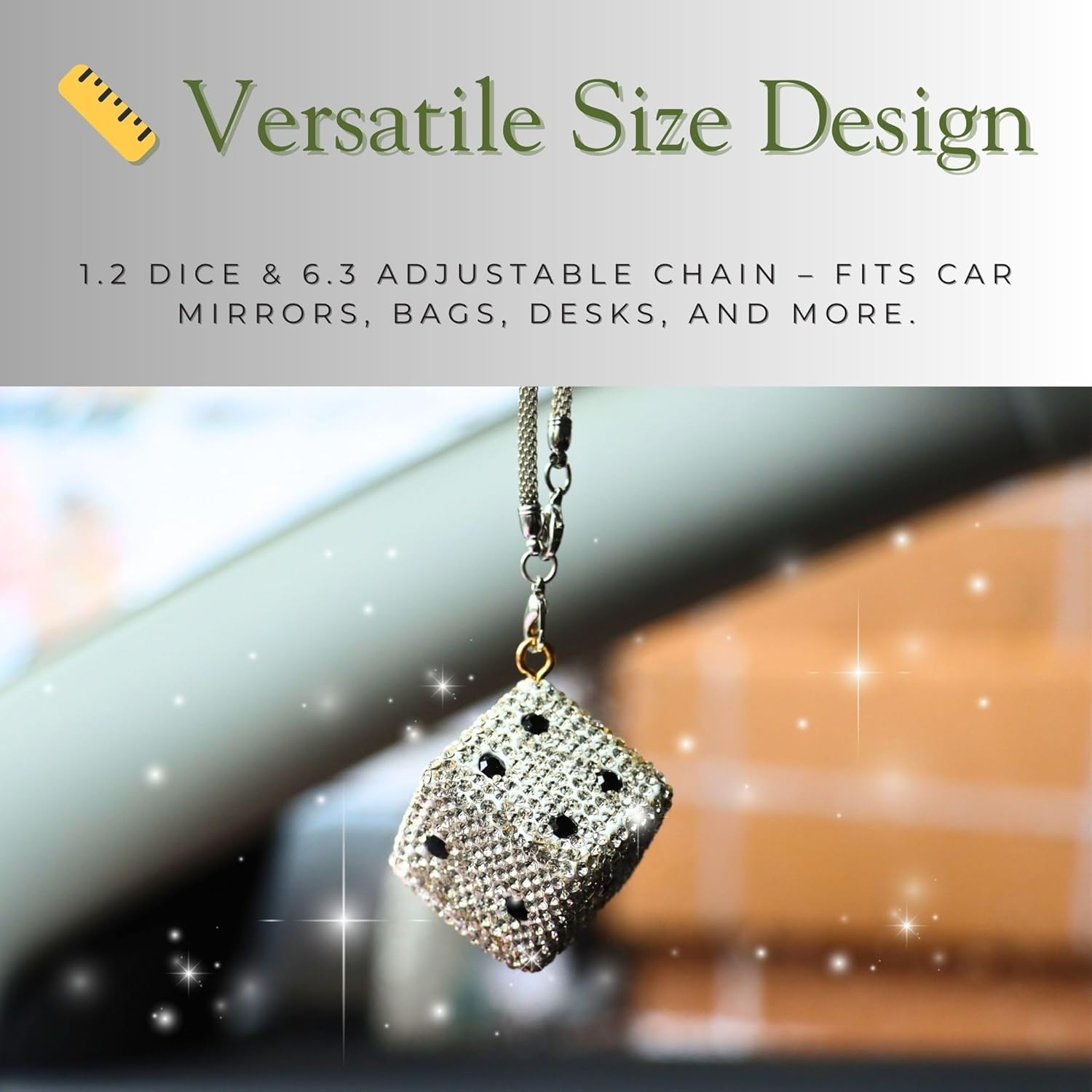 Creative Hanging Dice with Dots Car Rearview Mirror Charm, Bling Car Charm, Rear View Mirror Accessories, Stylish Auto Interior Decor image number 6