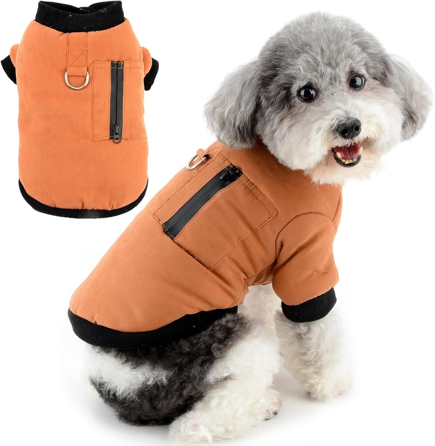 Zunea Dog Winter Coats for Small Dogs Soft Warm Fleece Lined Puppy Clothes with D-Ring Cold Weather Pet Girl Boy Apparel Windproof Coat with Zipper Pocket Chihuahua Yorkie Clothing Blue XL