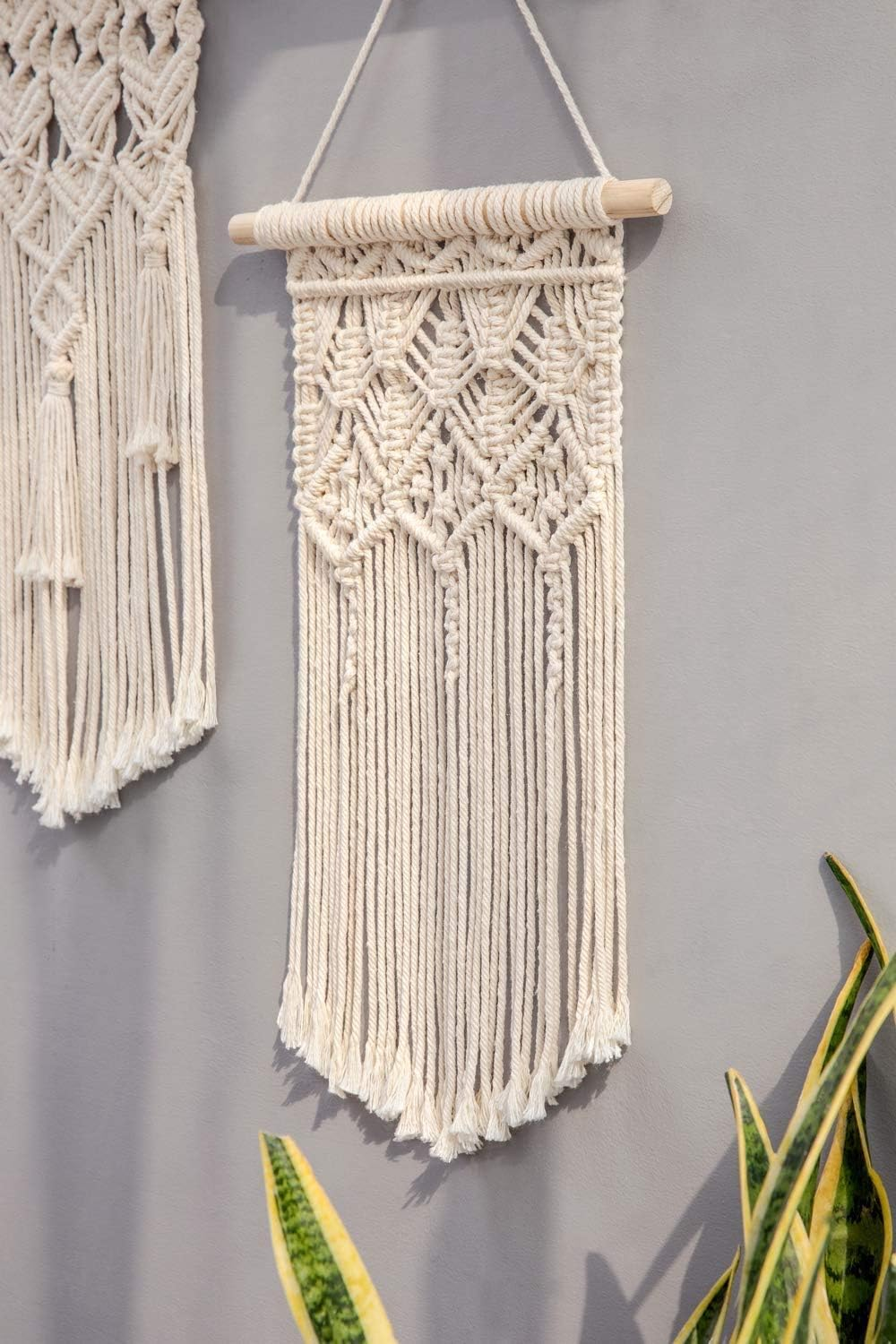 Mkouo 2 X Macrame Woven Wall Hangings, Boho Chic Bohemian Home Geometric Art Decor - Beautiful Home Dorm Room Decoration, Small Size 45.7 Cm (L X W) image number 4