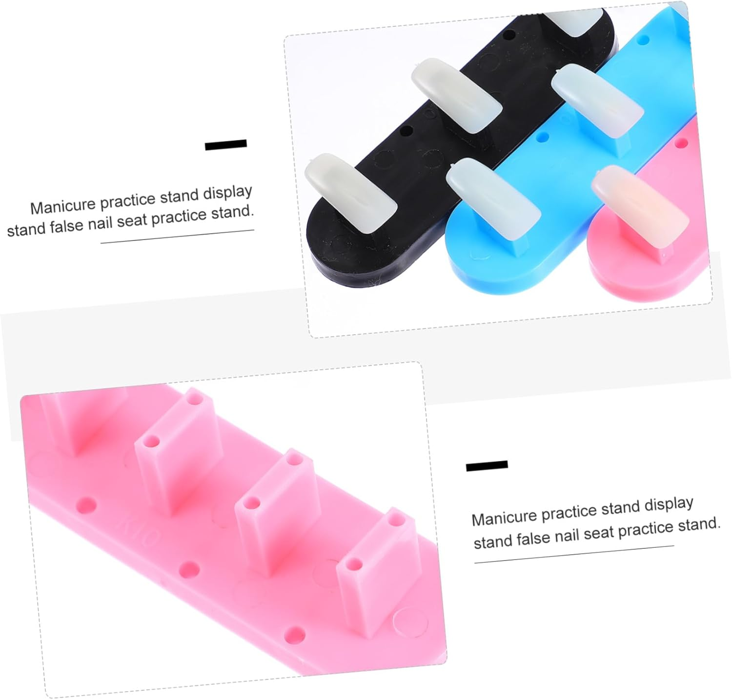 Baluue 9Pcs Nail Art Practice Stands Display Holder with Fake Nail Tips for Manicure Training at Home Salon Stable Base For image number 2