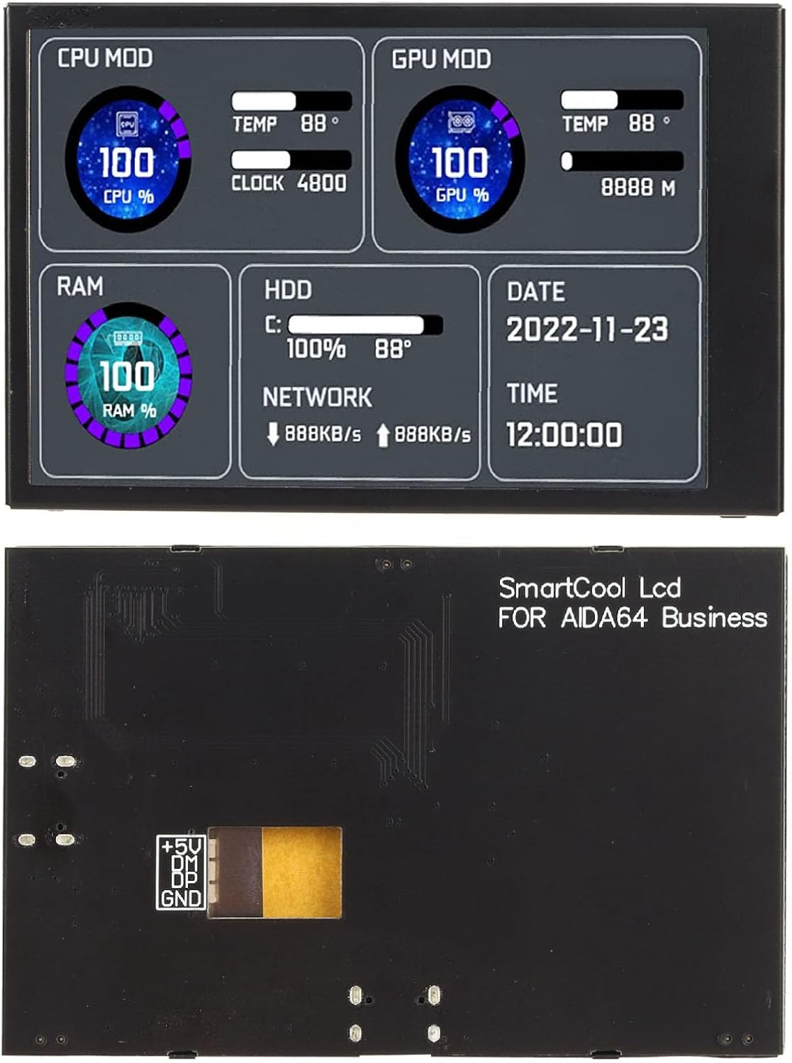 3.5 Inch IPS USB Mini Screen, PC CPU HDD Data Monitor, Computer Temperature Display, Type-C Sub Screen, Portable Small HD Monitor for System Desktop image number 5