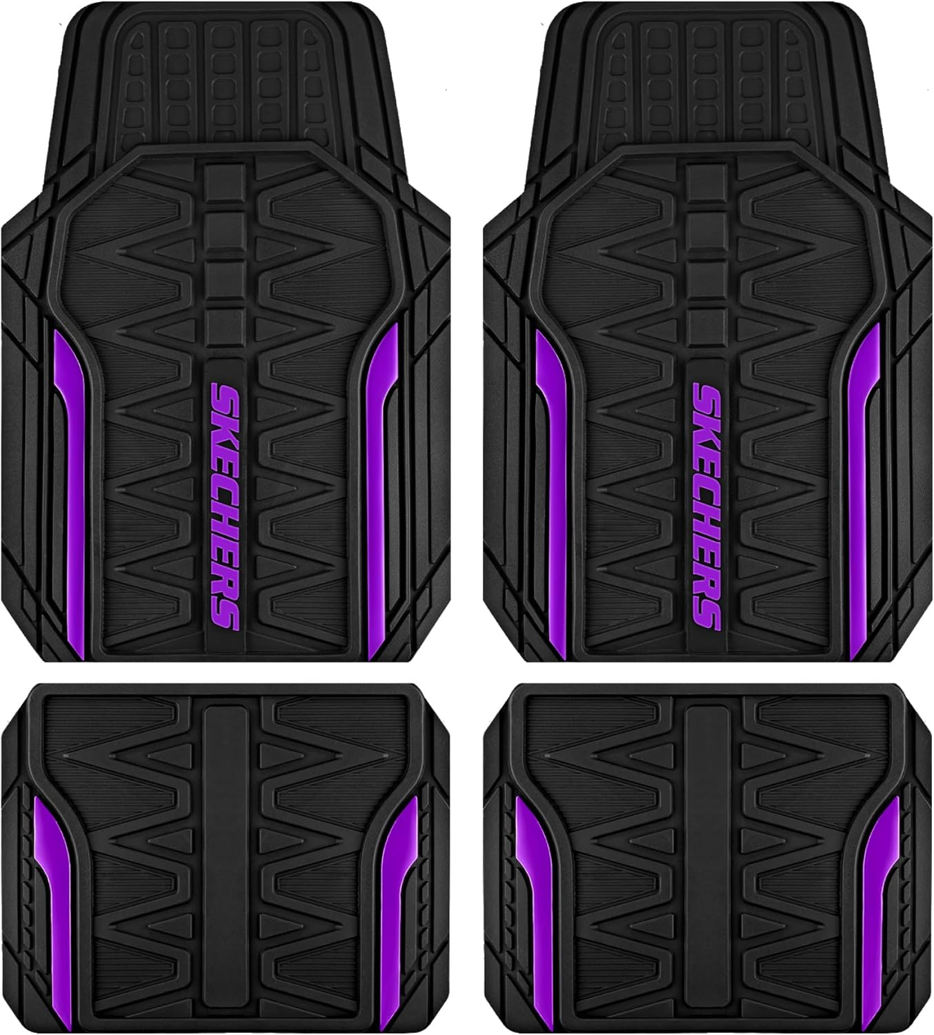 Skechers Car Floor Mats,Heavy Duty Rubber Car Mats Full Set,All -Weather Car Mats,Waterproof Trim-To Fit Universal Floor Liner Car Accessories,Automotive Floor Mats for Cars Trucks Suv,Red