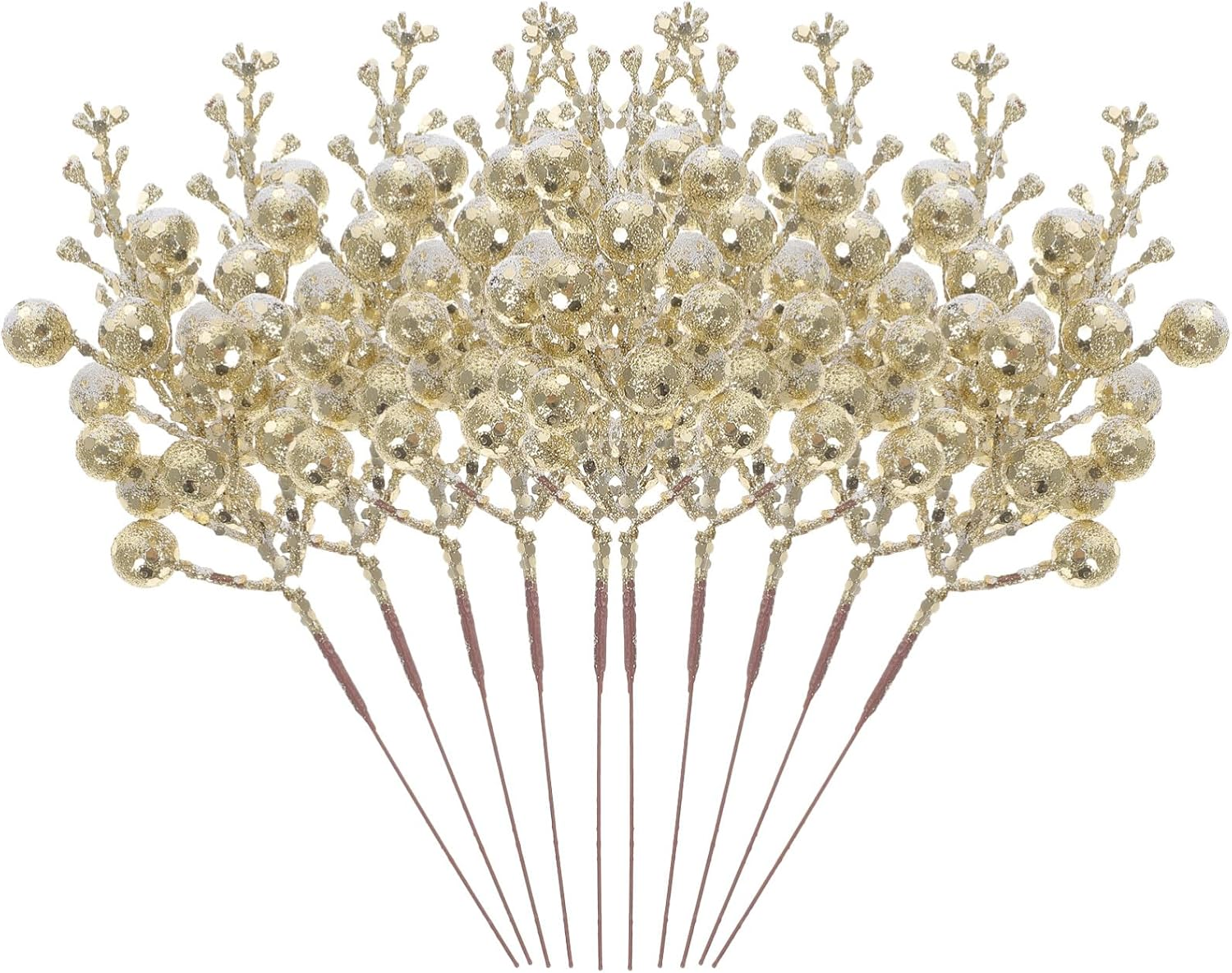 Gatuida Christmas Berry Pick Artificial Berry Stems, 10PCS Christmas Glitter Berries Stems Branches Holly Picks S Tree Ornaments Burgundy Berry Picks